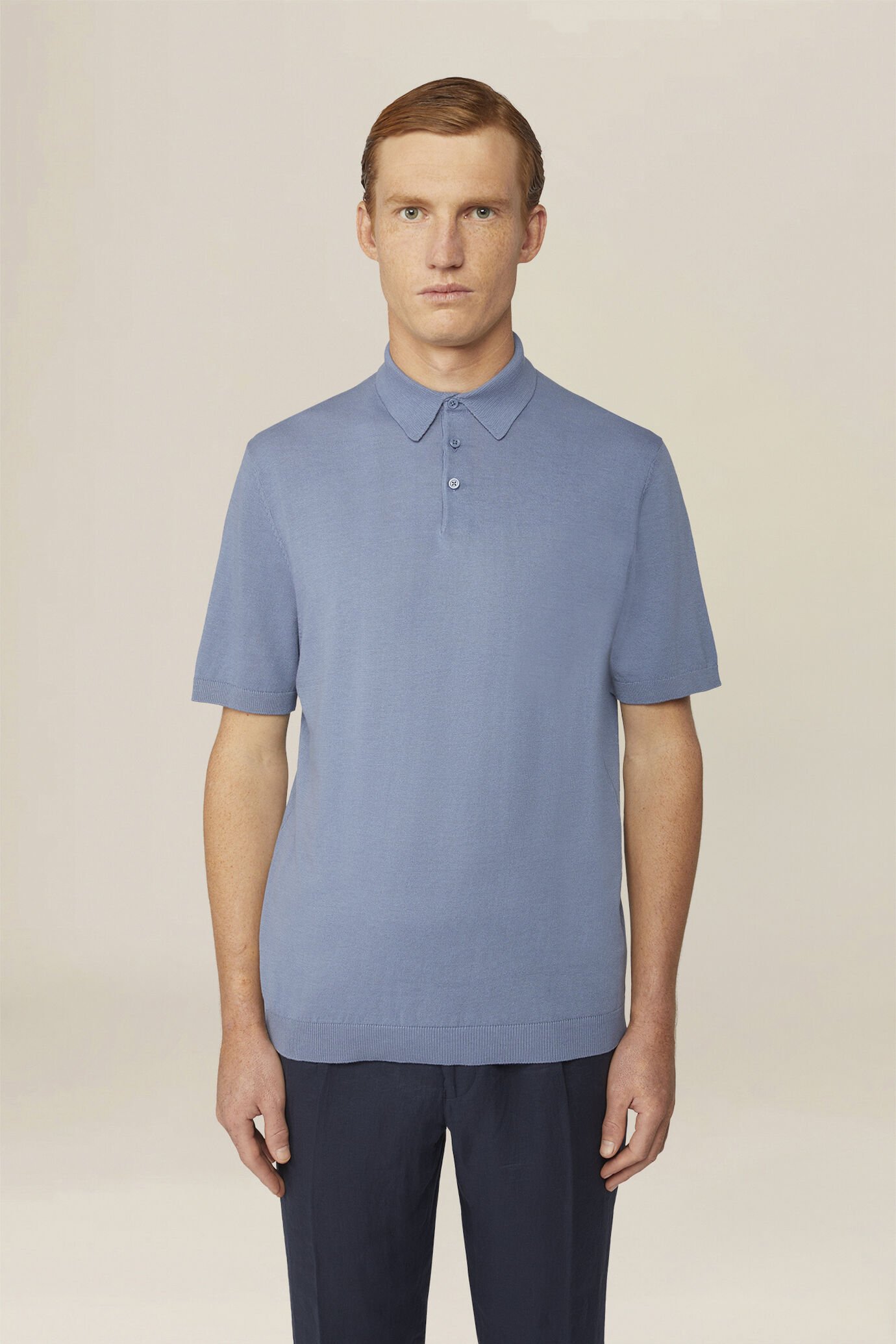 Men's regular fit 100% cotton knitted polo shirt image number 0