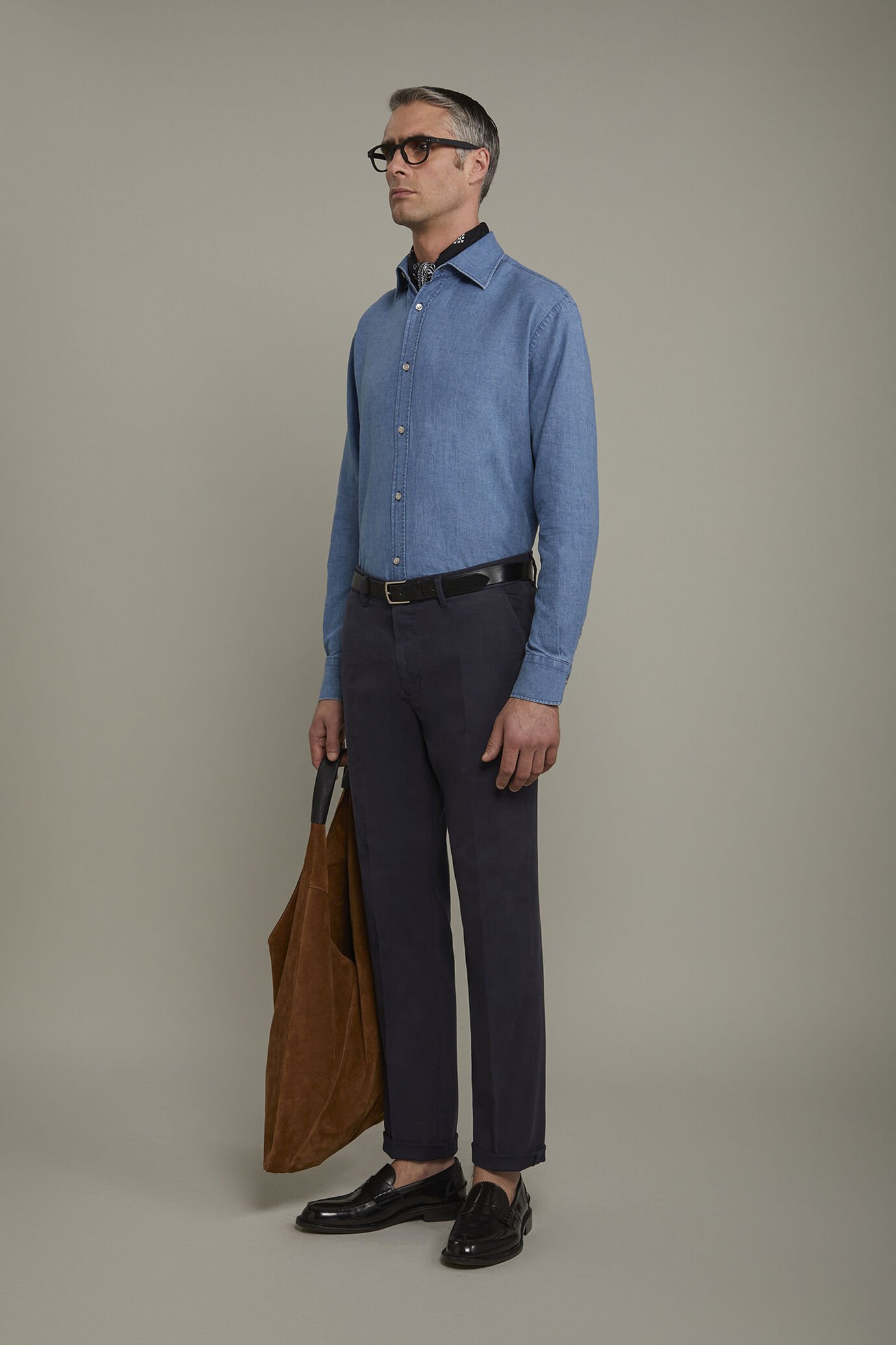 Classic men's trousers cotton cannetè fabric regular fit image number 1