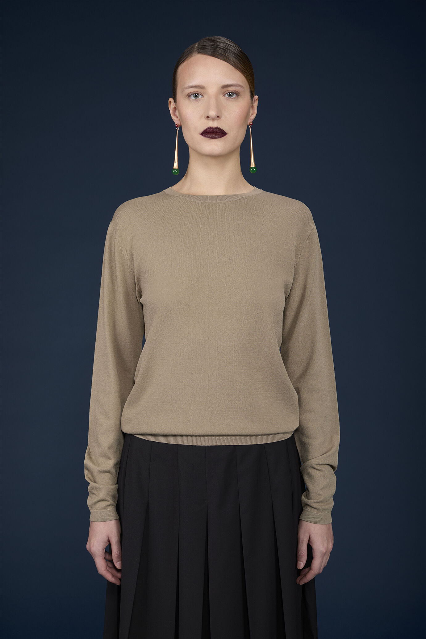 Langärmeliger Damen-Pullover mit Rundhalsausschnitt