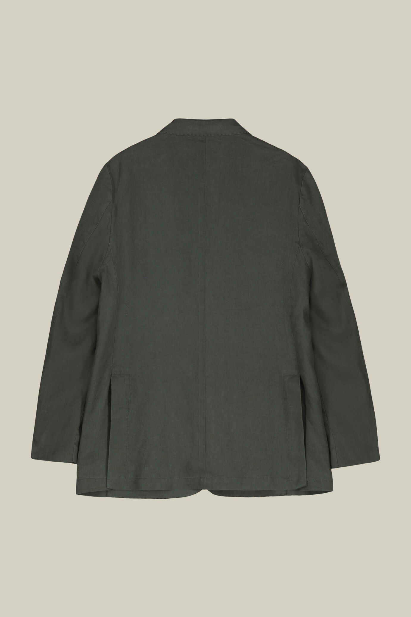Men's unlined single-breasted jacket with classic lapels and patch pockets 100% linen image number 5