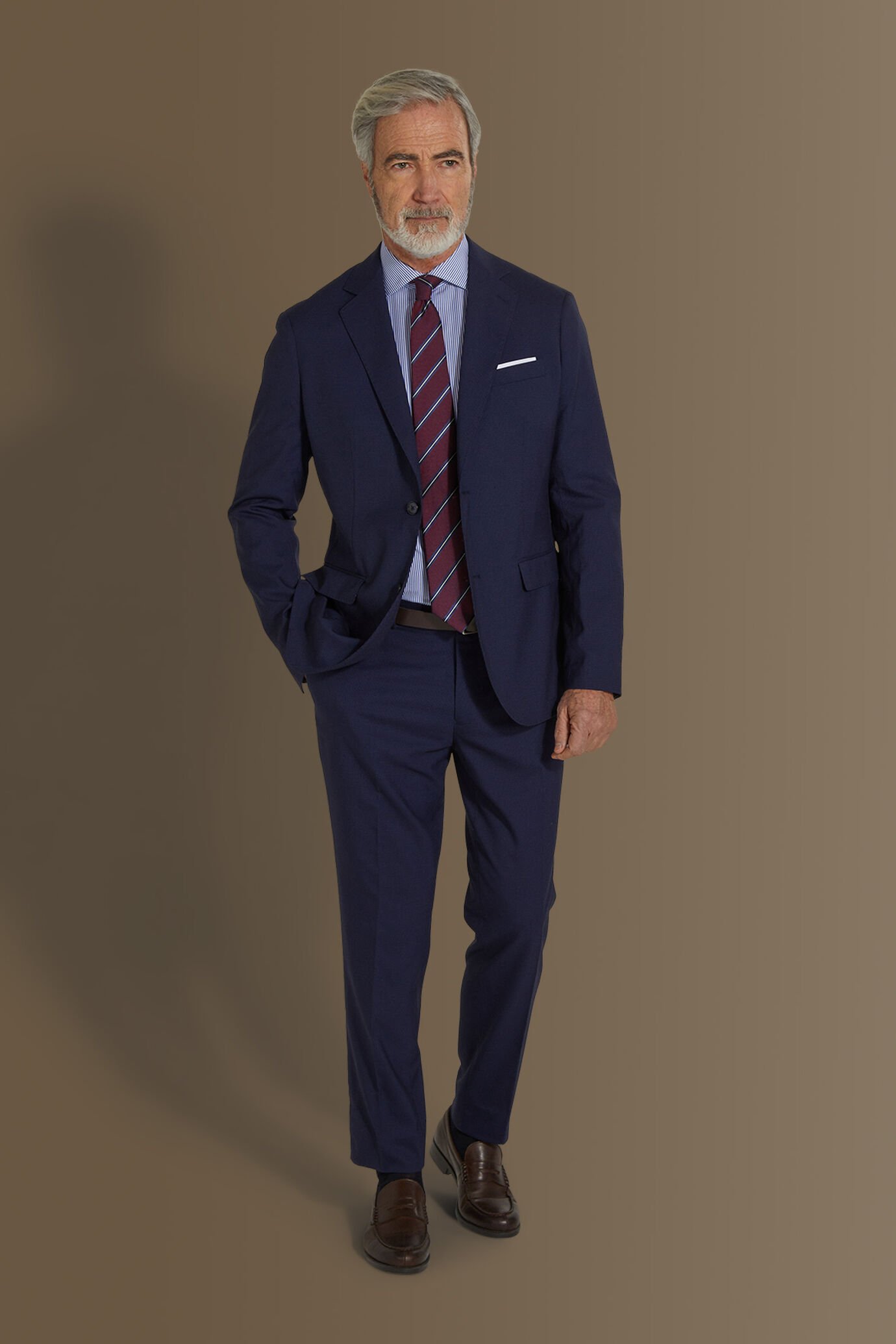 Single breasted suit flat trousers microfancy fabric