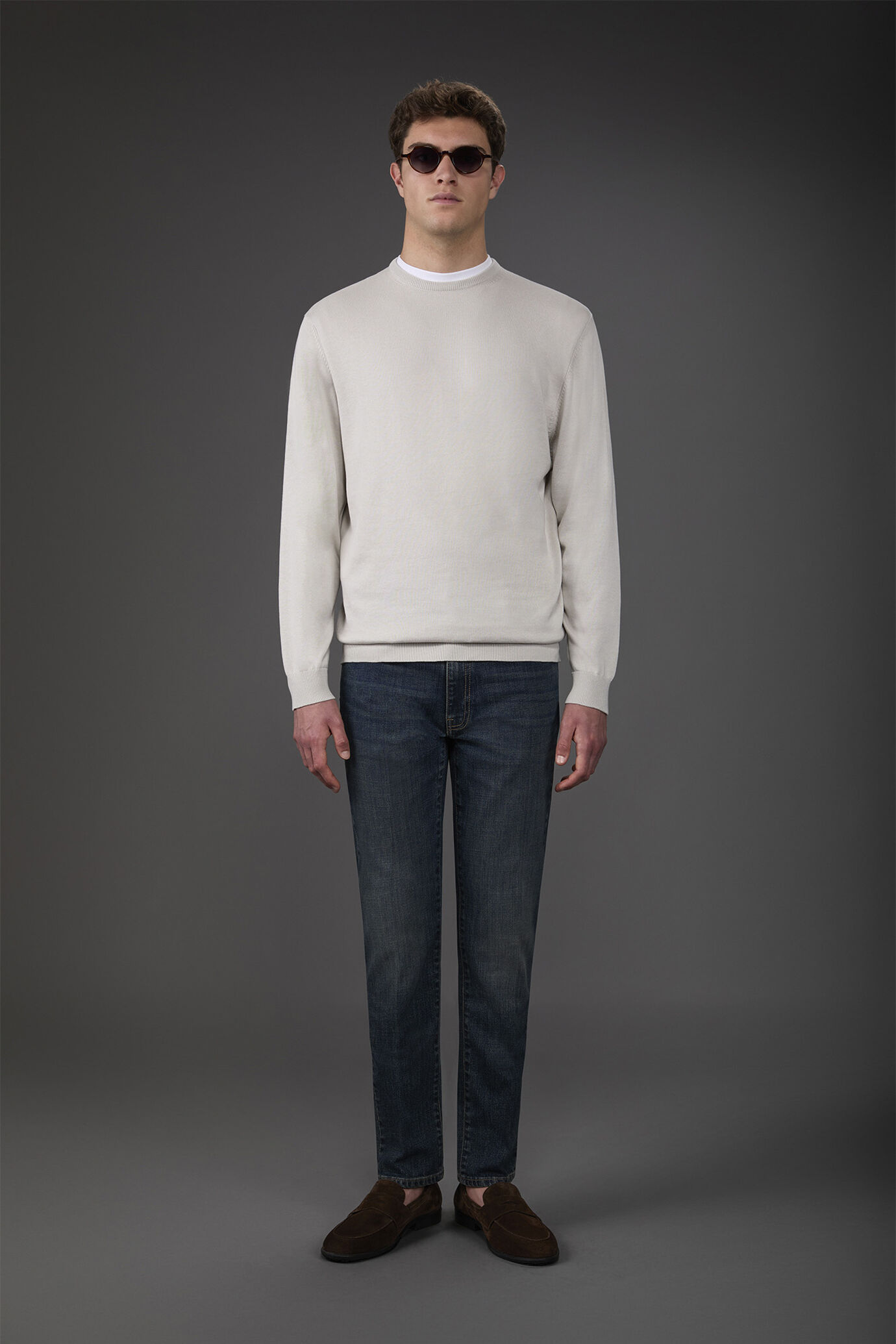 Herren-Pullover mit Rundhalsausschnitt aus 100 % bio-gewaschener Baumwolle image number 0