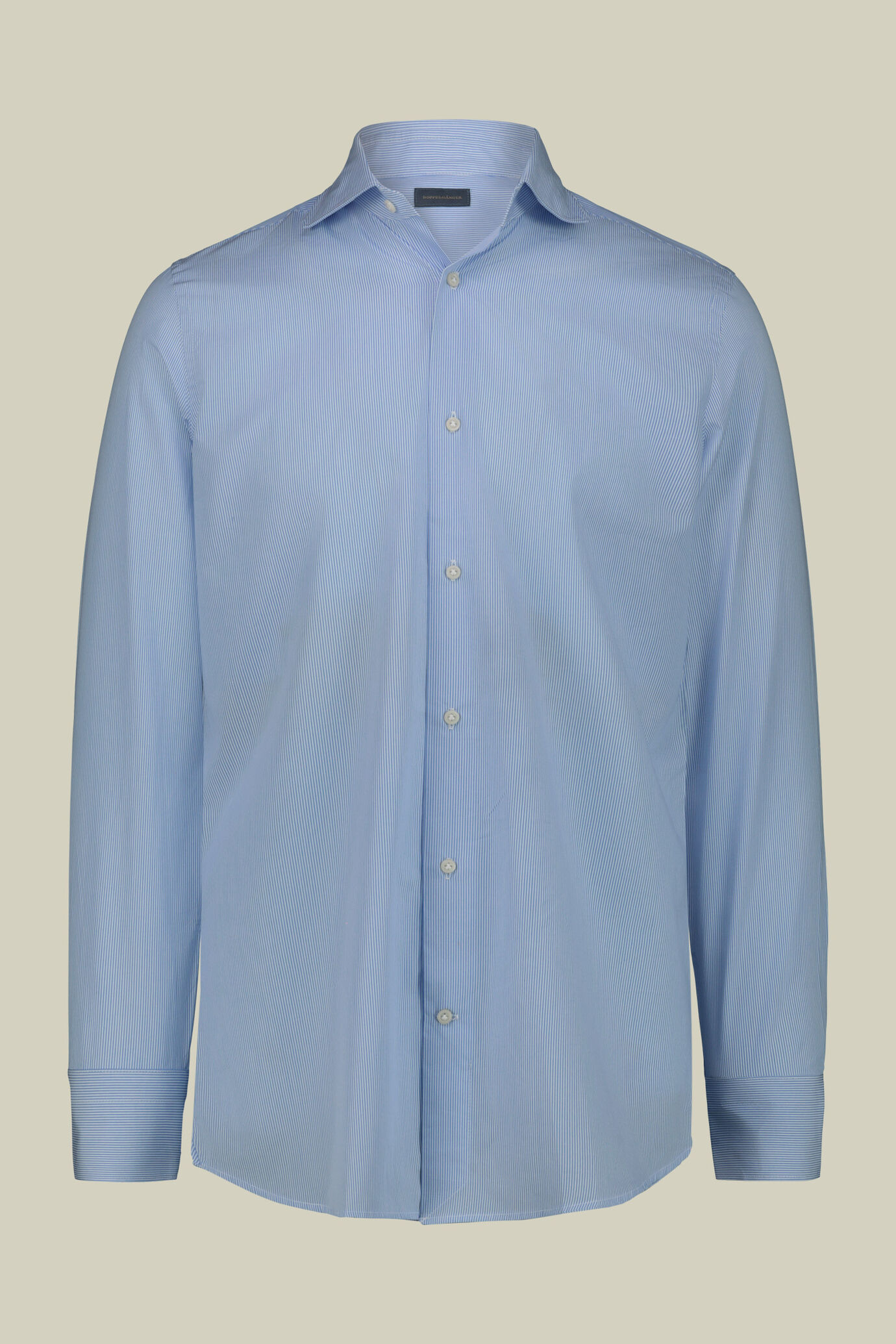 Men's shirt with French collar in 100% yarn-dyed micro-striped cotton fabric