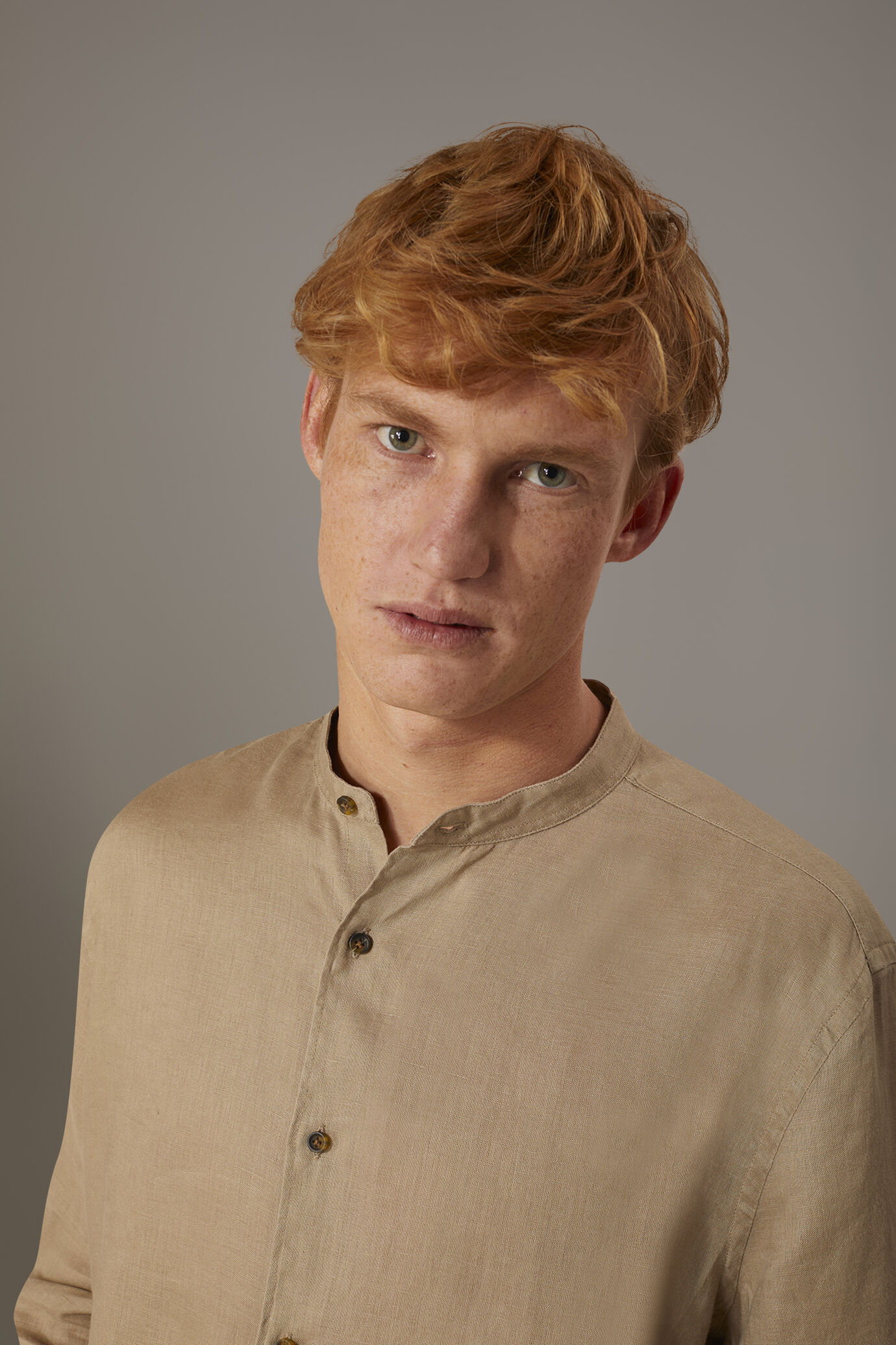 Casual shirt corean collar comfort fit  100% linen image number 1
