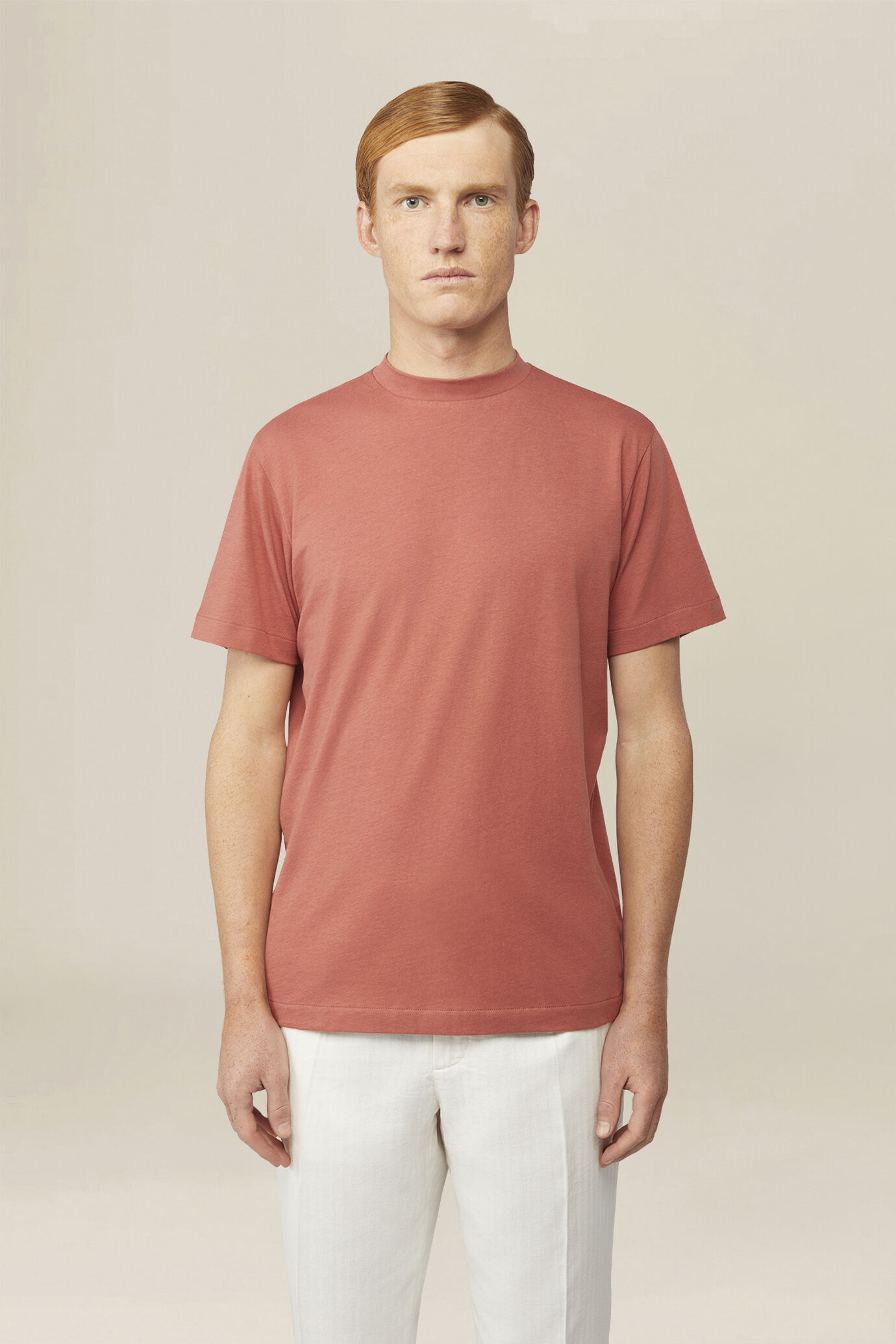 Men's T-shirt in 100% cotton jersey with slightly high neck image number 0