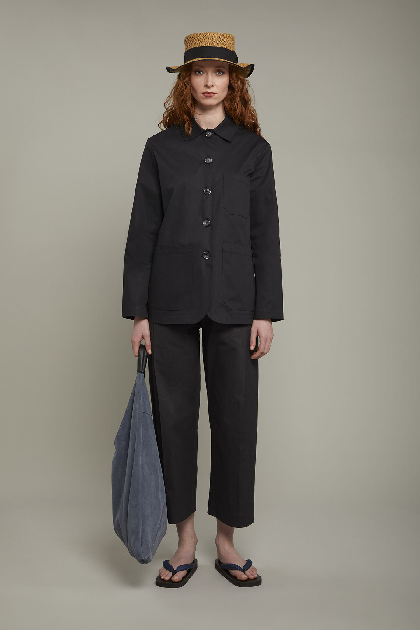 Damenblazer 100 % Baumwolle mit aufgesetzten Taschen in normaler Passform image number 0