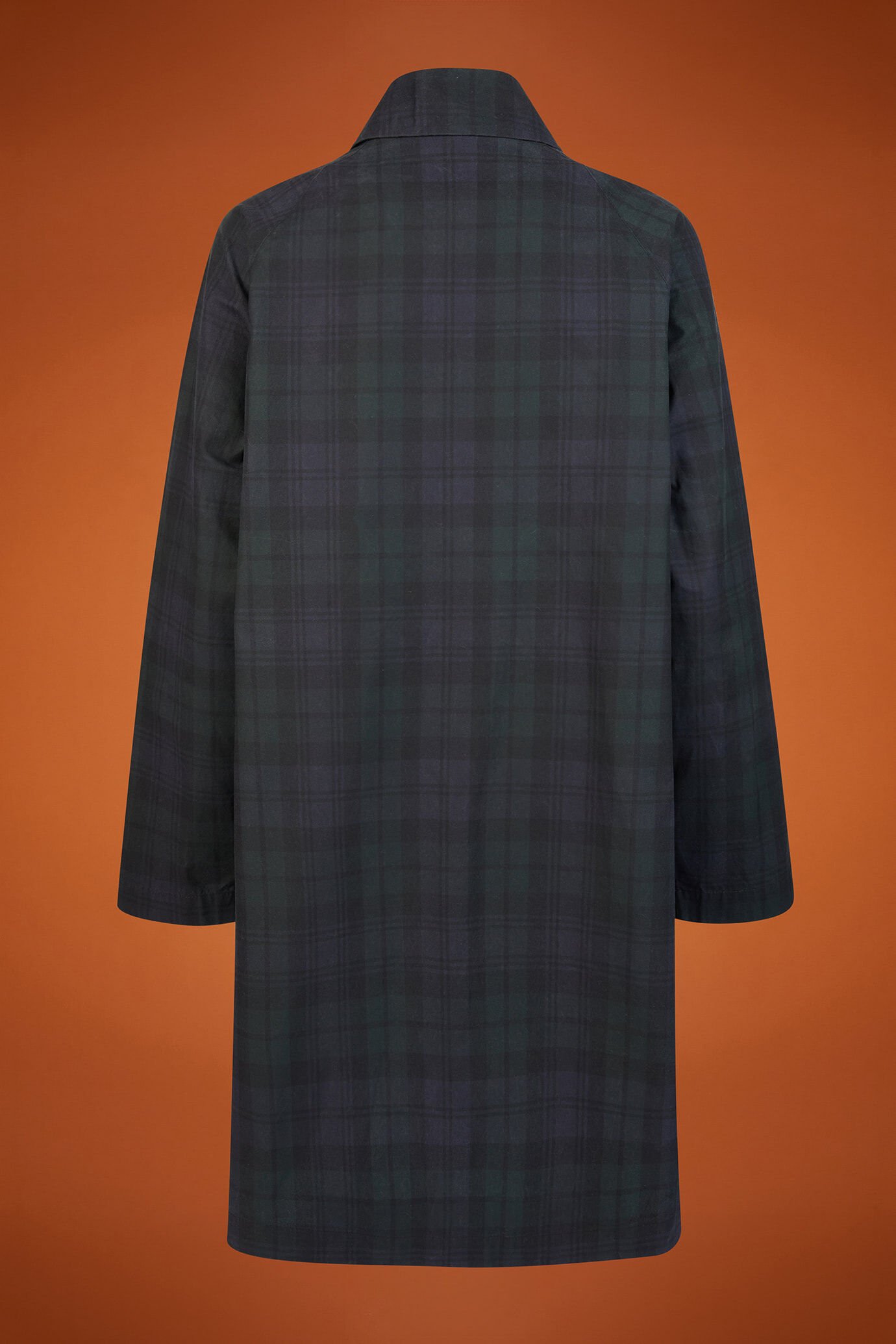 Spolverino donna in cotone spalmato a quadri regular fit image number 6
