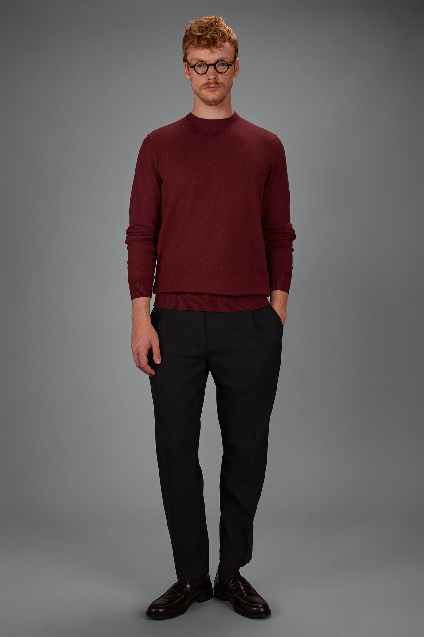 Maglia uomo girocollo lana e cotone regular fit image number 1