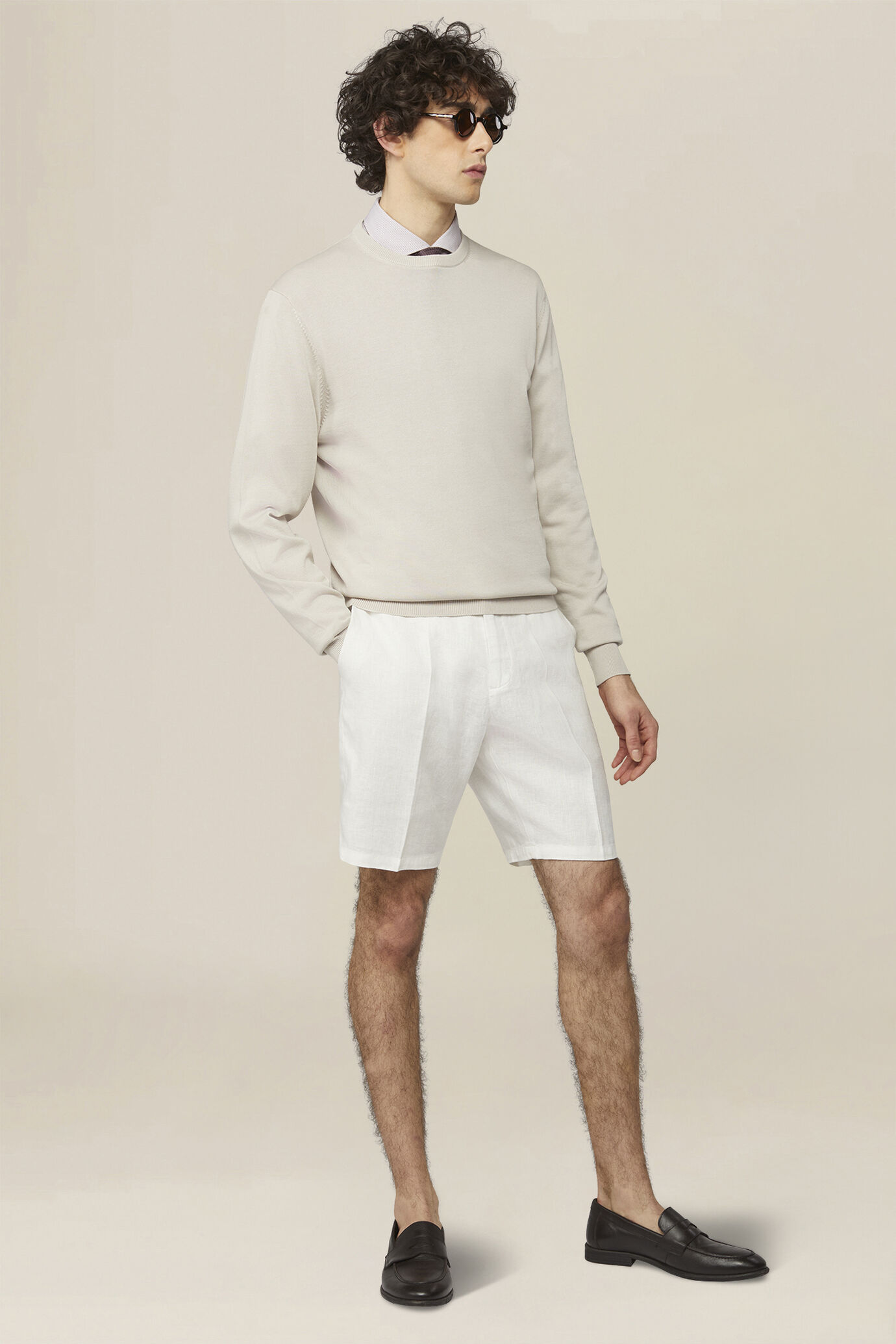 Men's 100% linen Bermuda shorts, regular fit image number 0