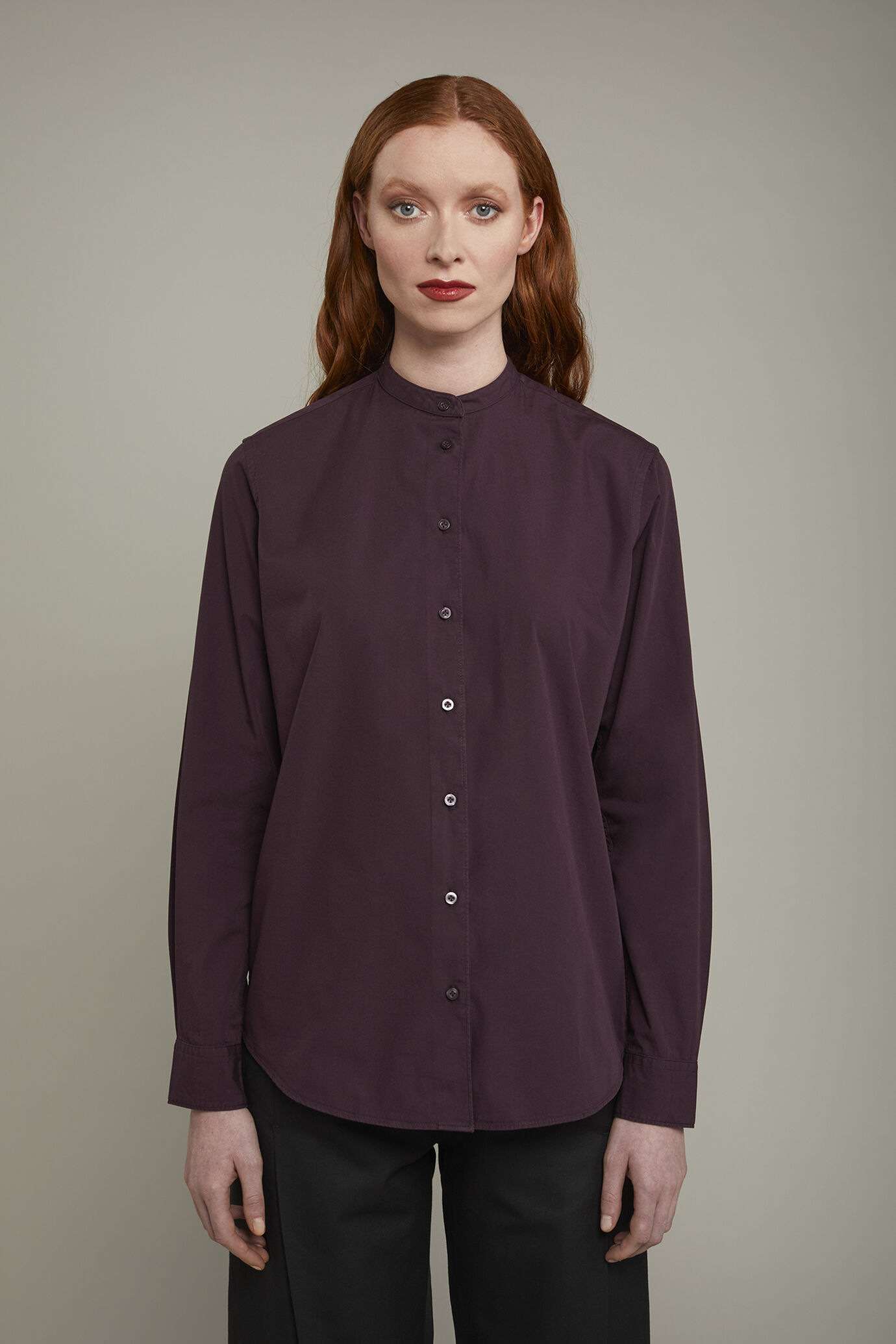 Camicia donna con collo coreano 100% cotone image number 2