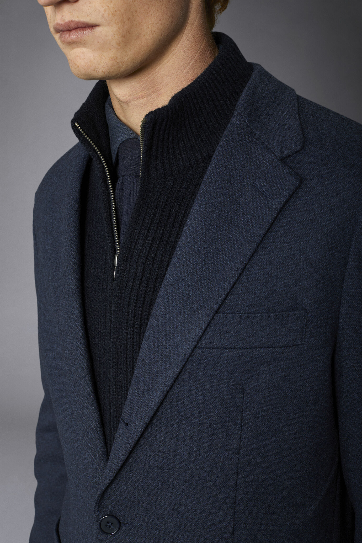 Giacca uomo monopetto in jersey piquet regular fit image number 3