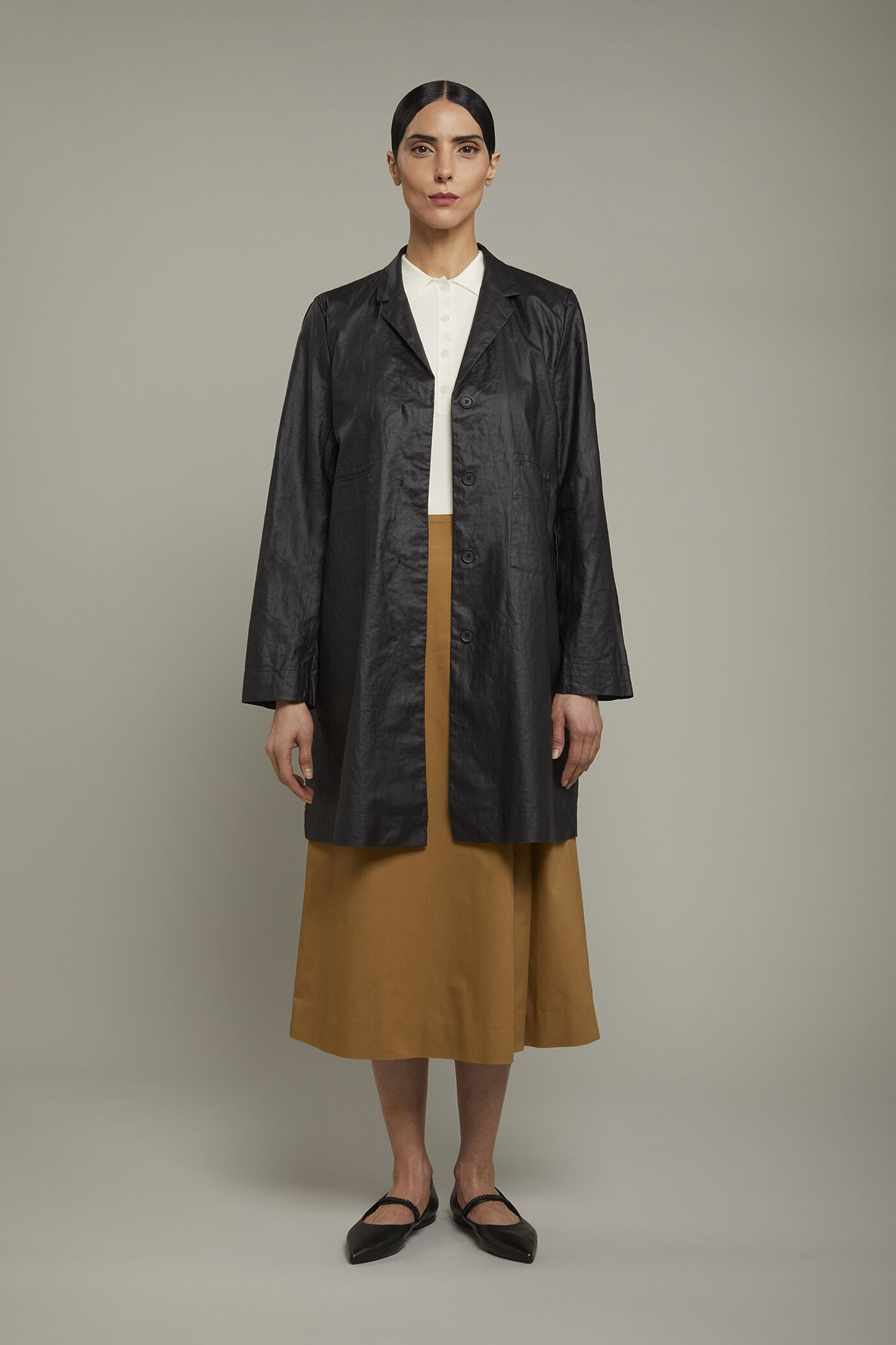 Imperméable femme en 100 % lin enduit, coupe régulière image number 2