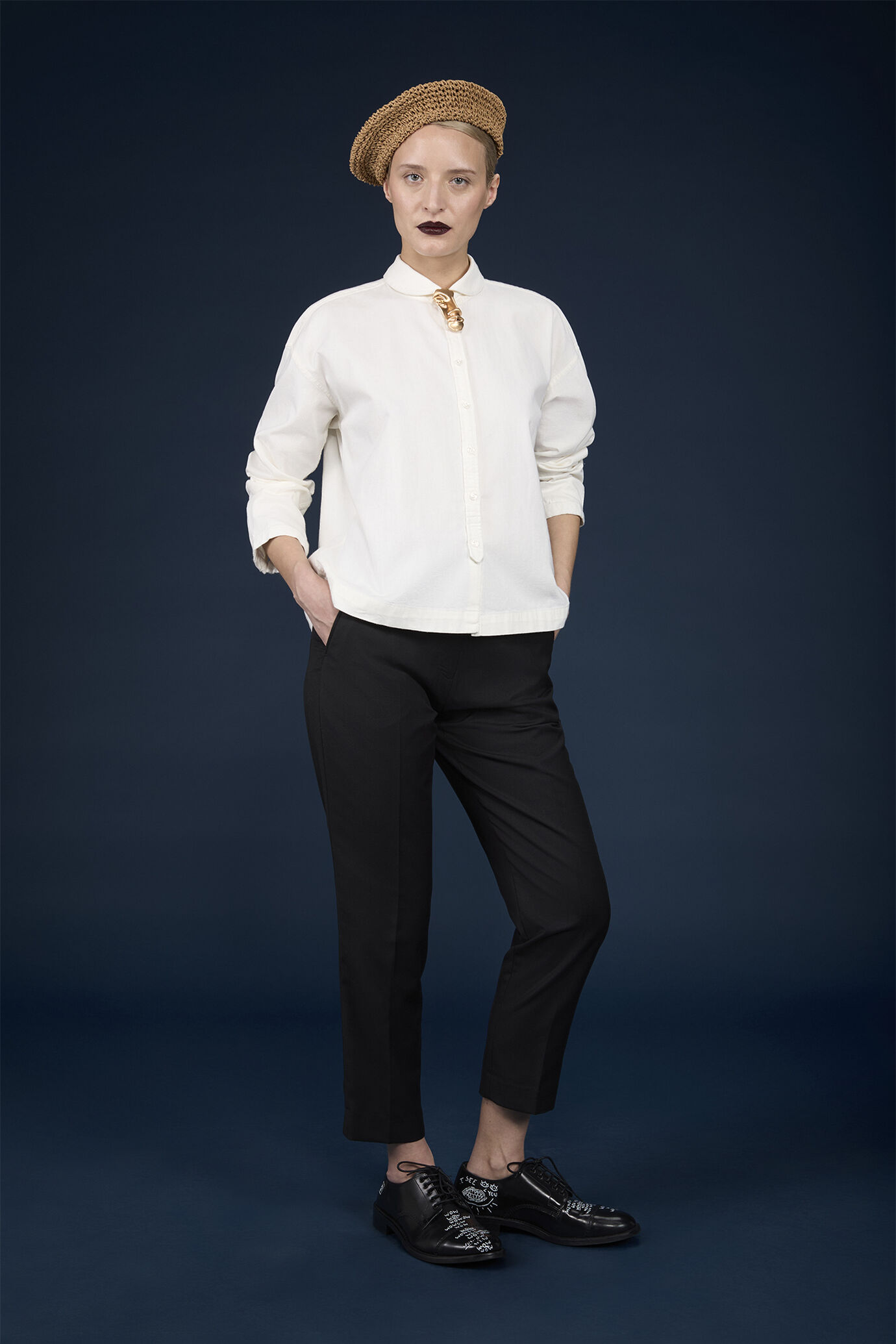 Camicia casual 100% cotone tinta unita oversize image number 1