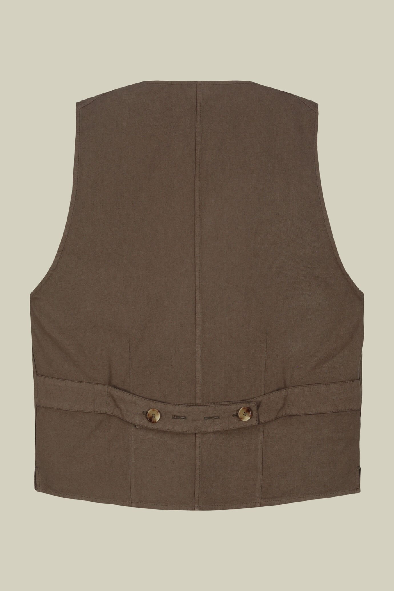 Herrenweste aus Leinen und Baumwolle mit aufgesetzten Taschen und V-Ausschnitt image number 5