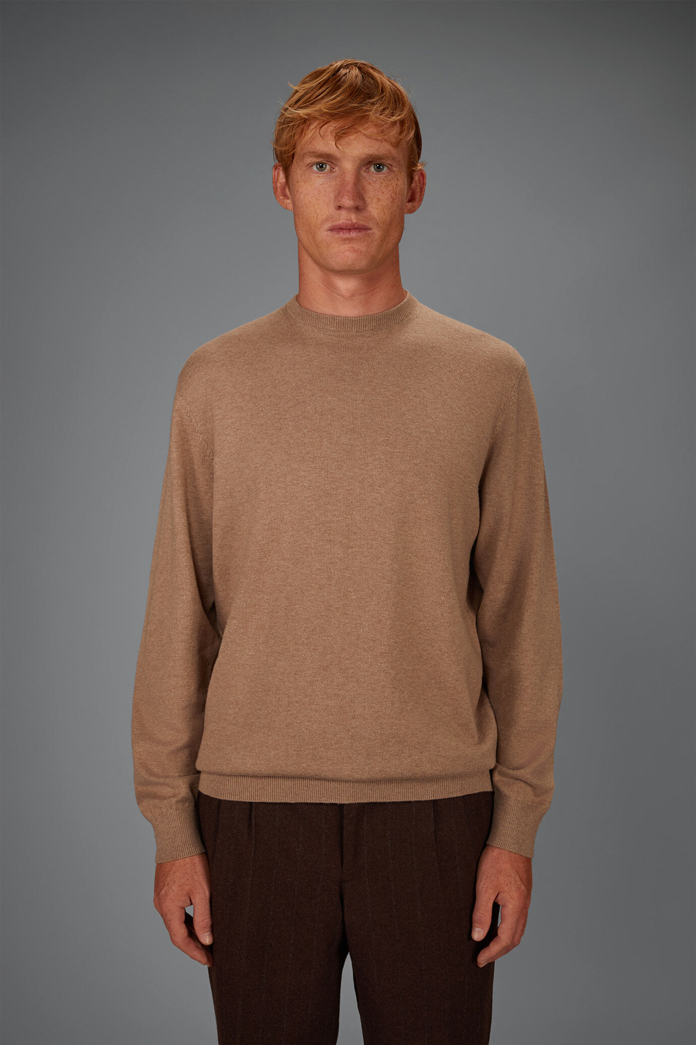 Maglia uomo girocollo in misto lana e cotone regular fit image number 1