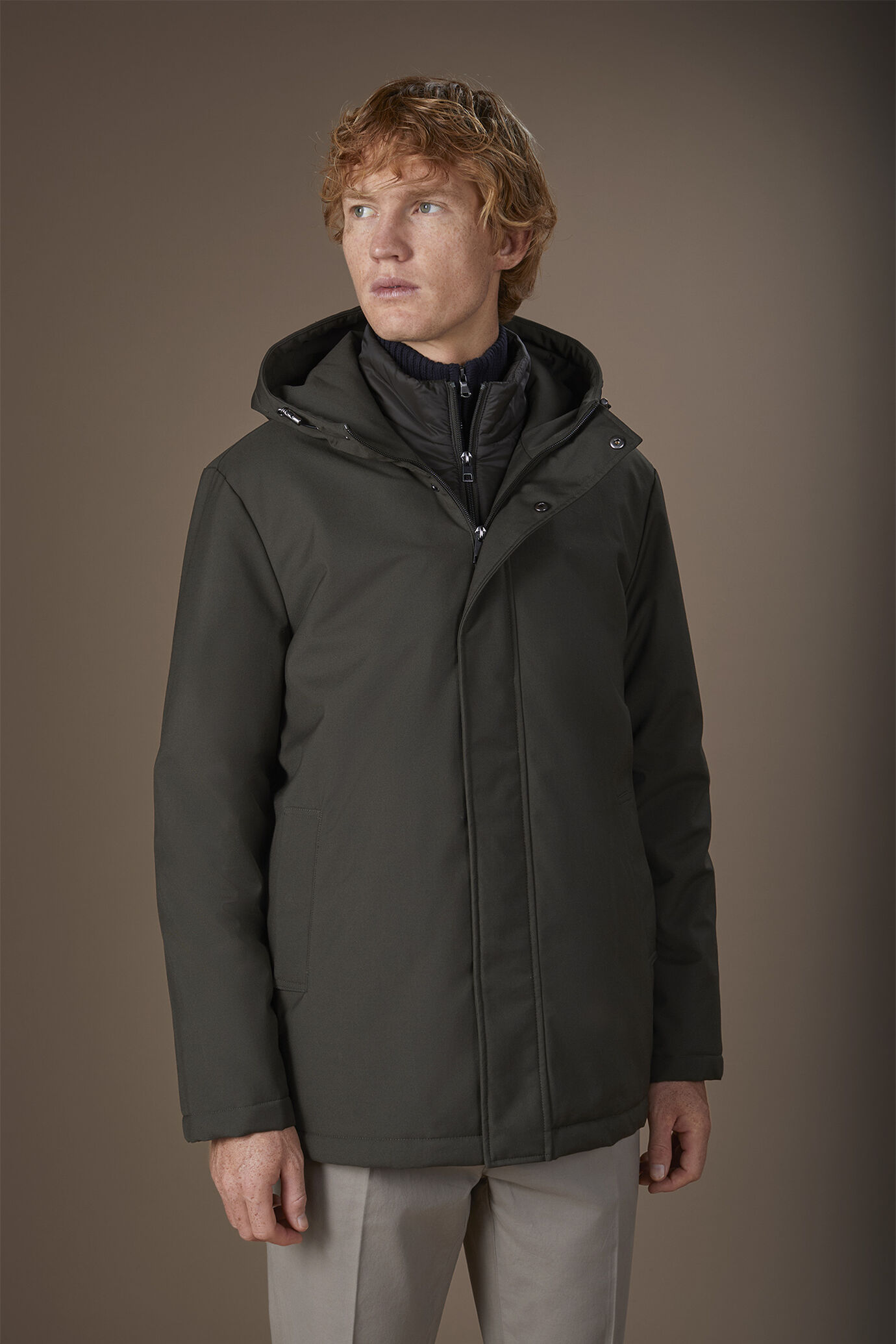 Men's padded jacket in technical fabric regular fit image number 1