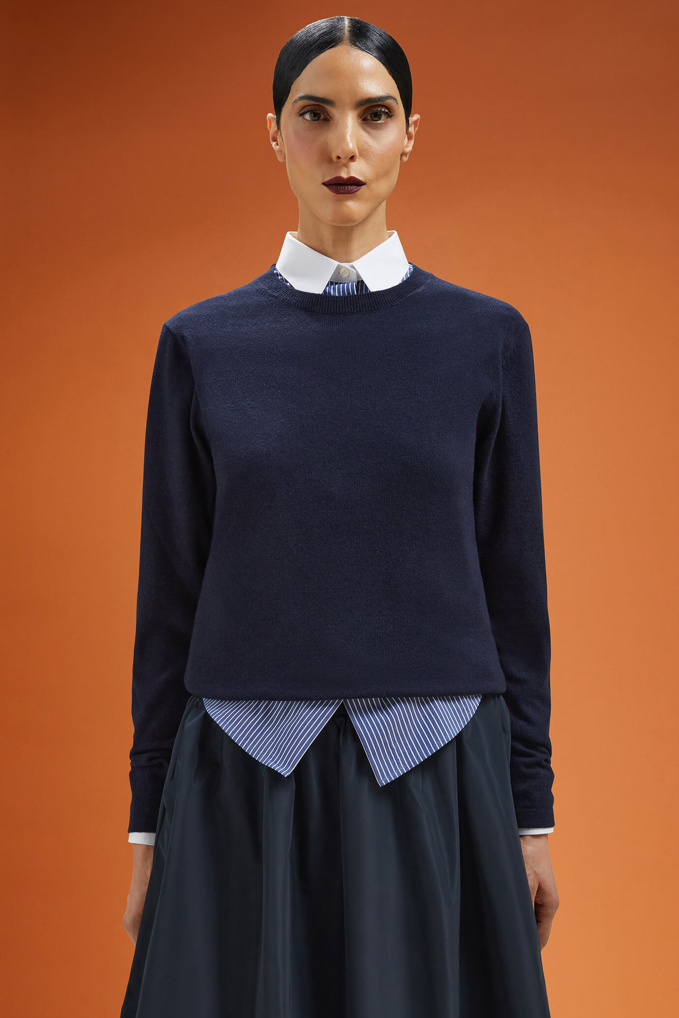 Maglia donna girocollo misto lana e cachemire regular fit