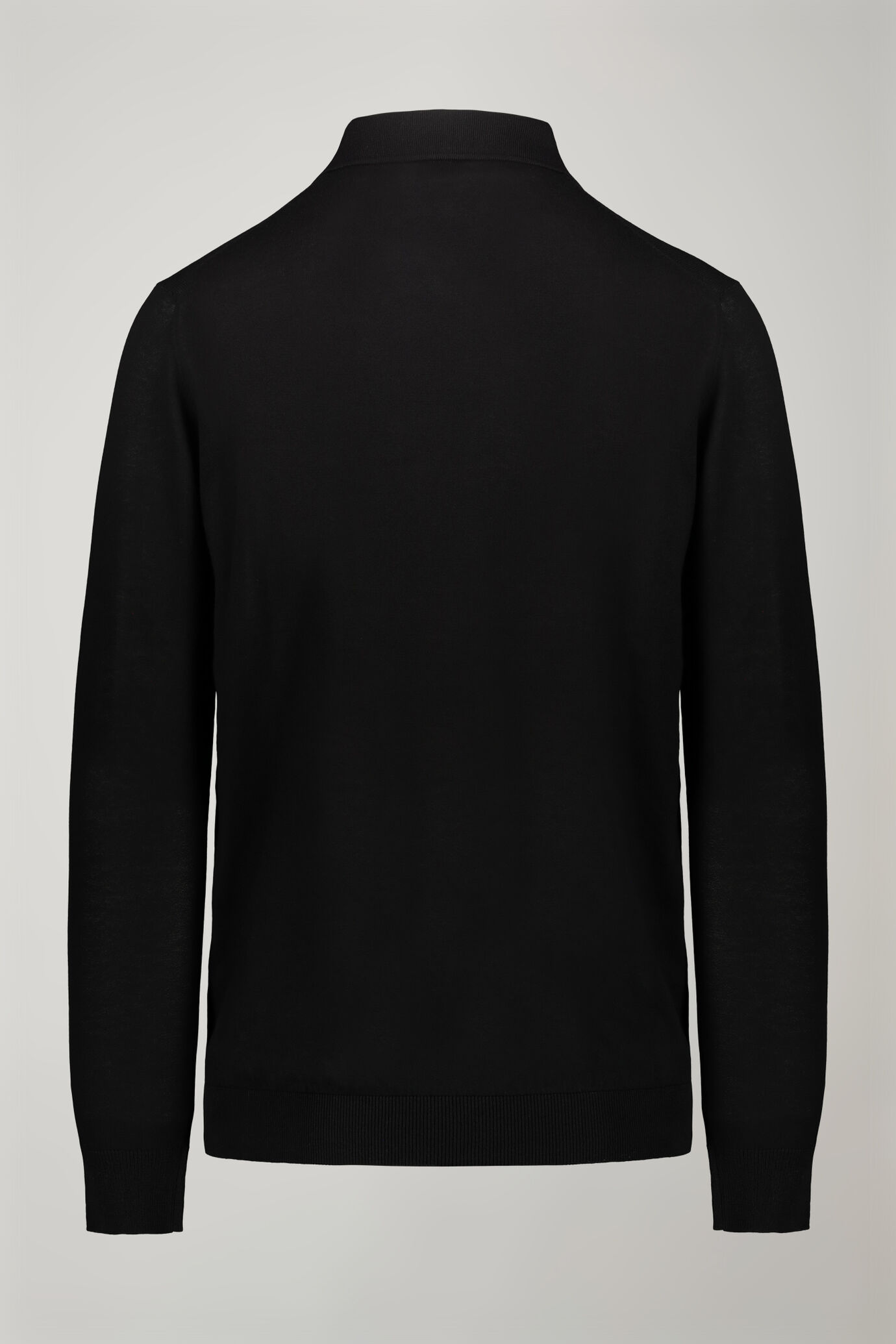Herren-Poloshirt mit V-Ausschnitt aus 100 % Baumwollstrick und langen Ärmeln in normaler Passform image number 7