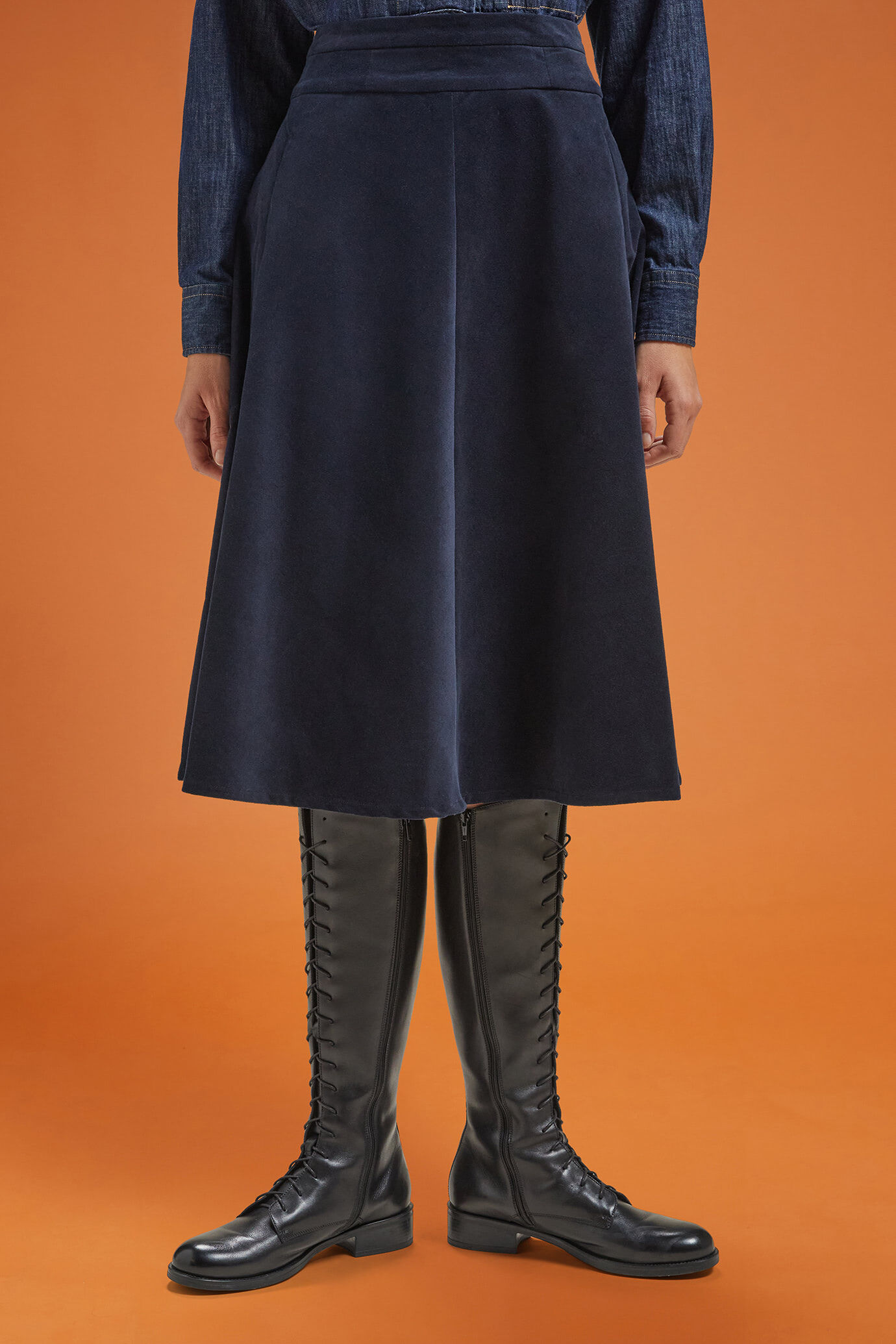 Women's regular fit plain half circle skirt image number 1