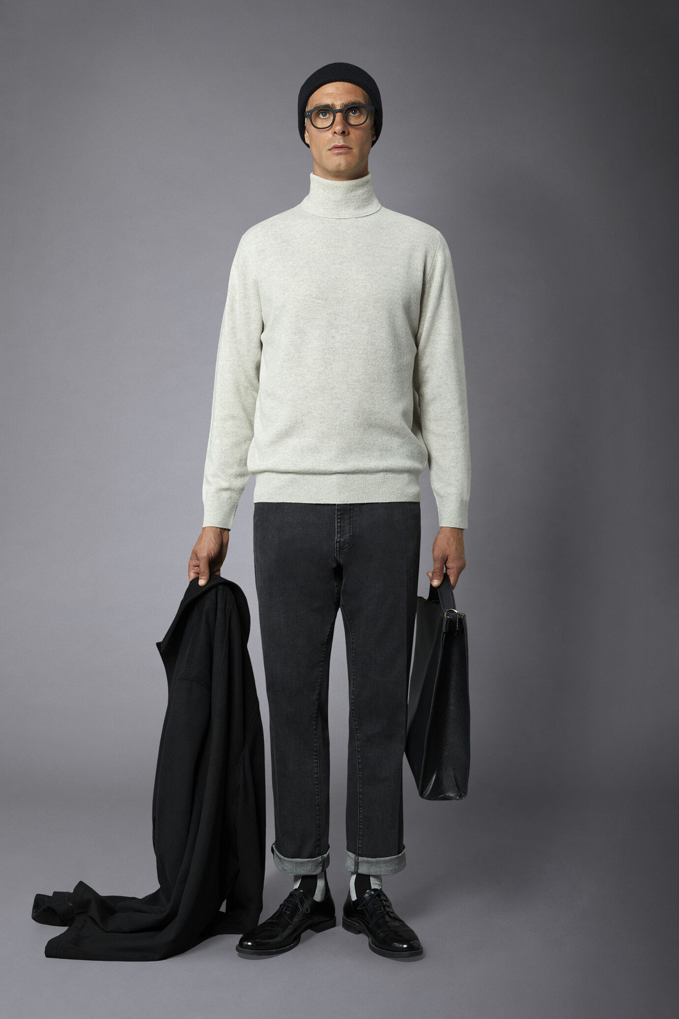 Maglia uomo collo alto in misto lana lambswool regular fit image number 0