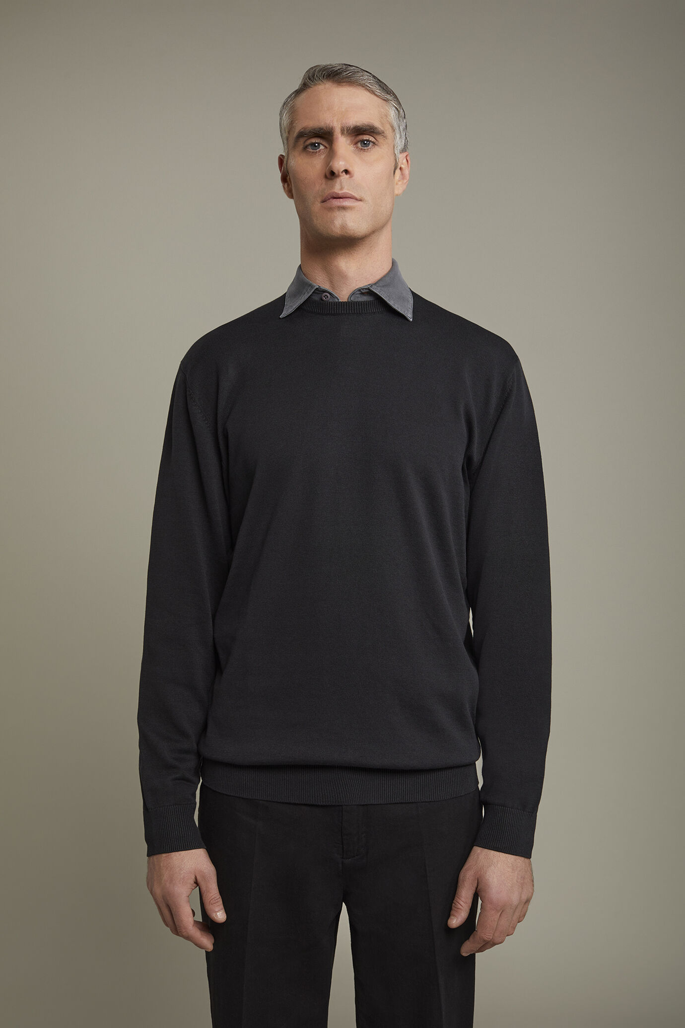 Men's Round neck sweater 100% cotton regular fit image number 2