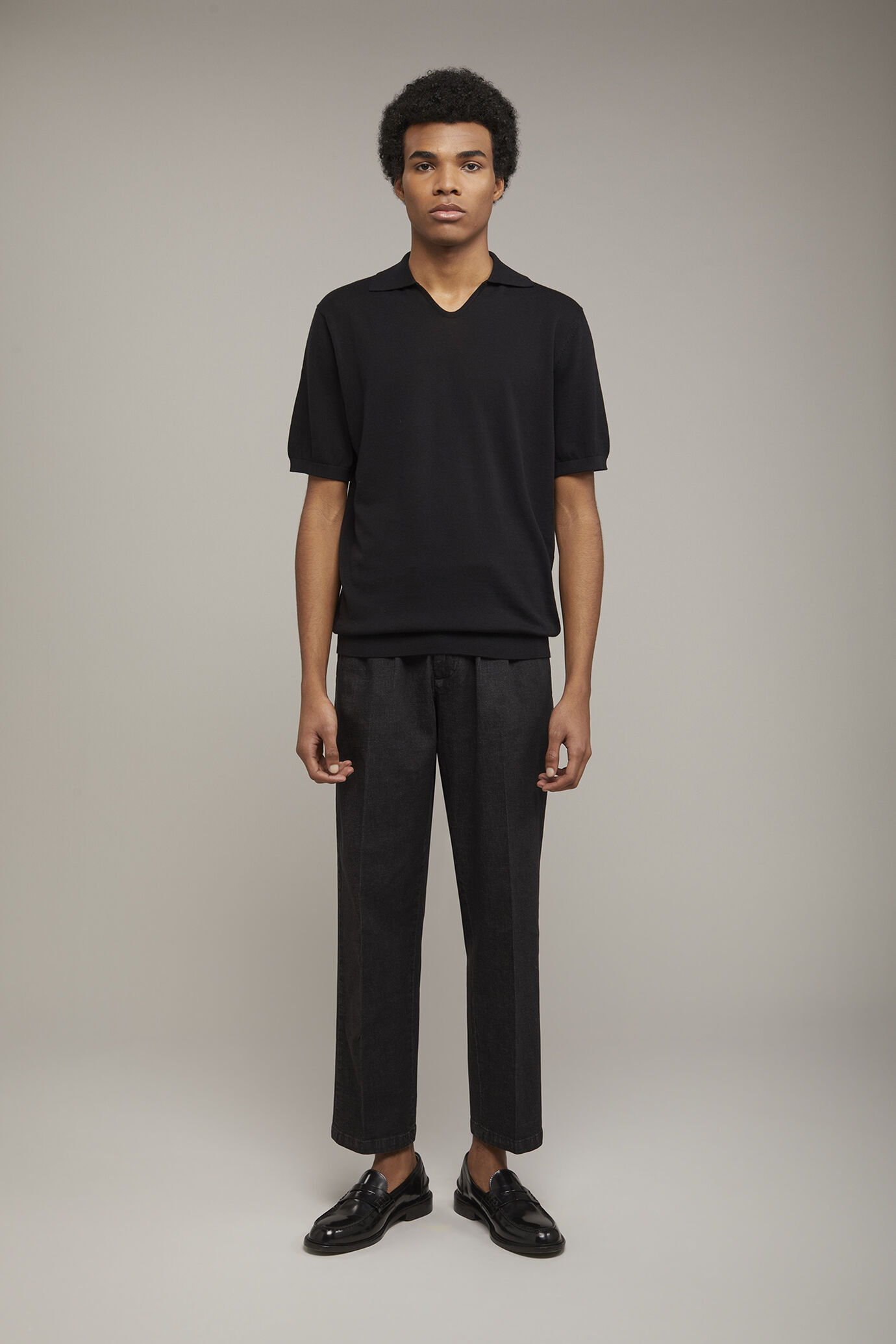Pantalon technique homme à double pince en tissu denim léger coupe confort