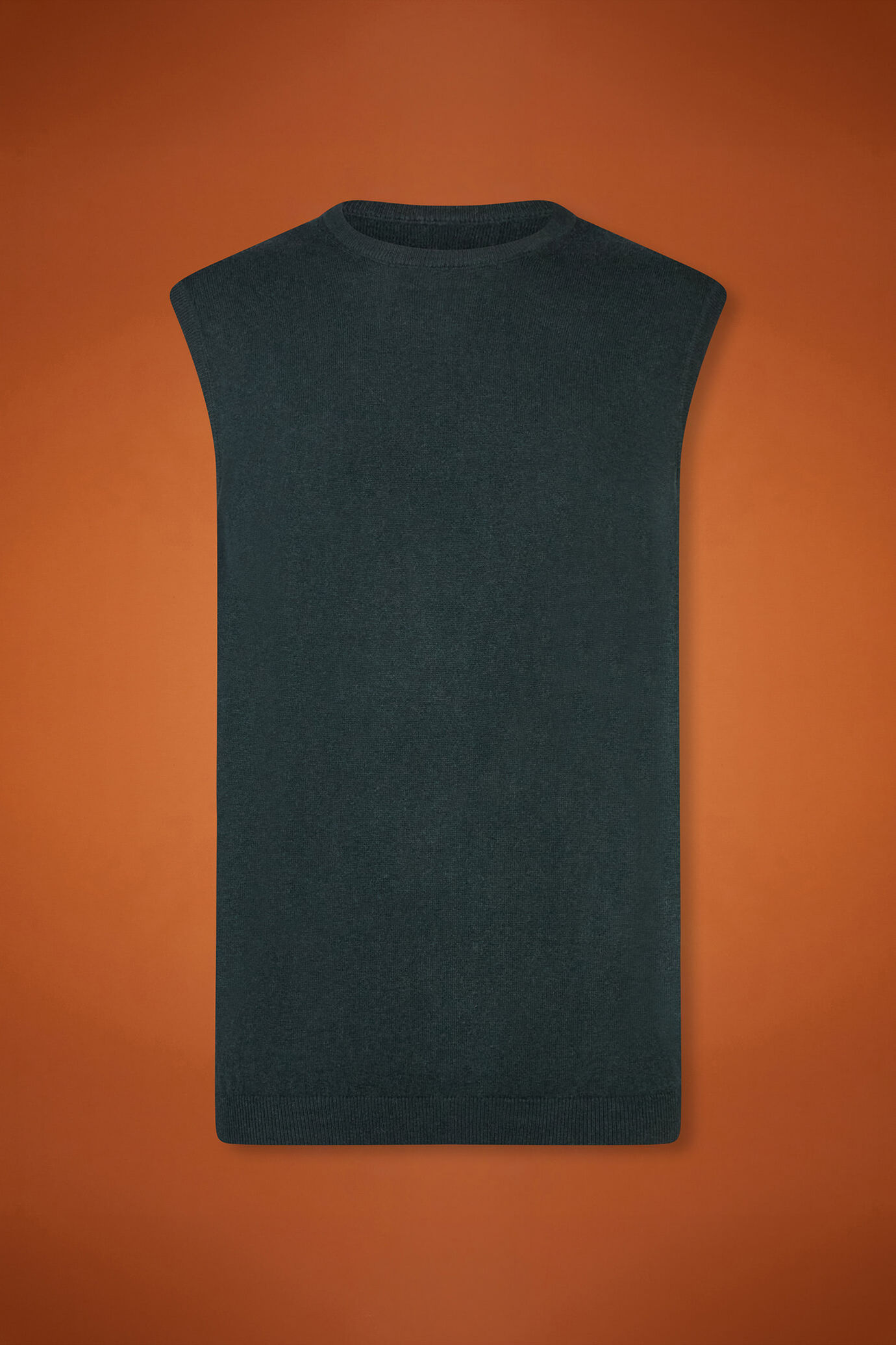 Men's regular fit crew neck tank top in wool and cotton