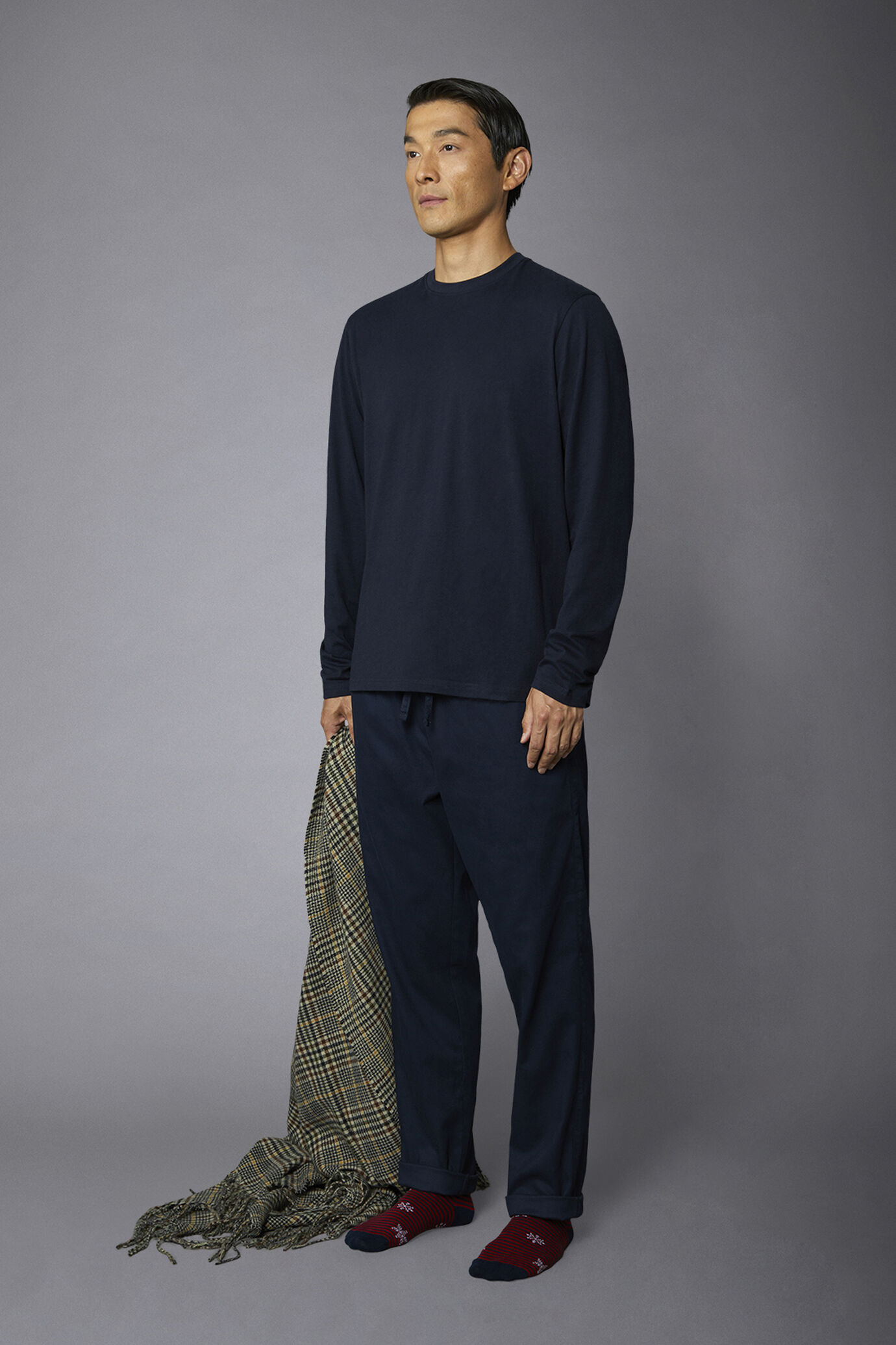 Men's solid-color pajamas in pure cotton image number 1
