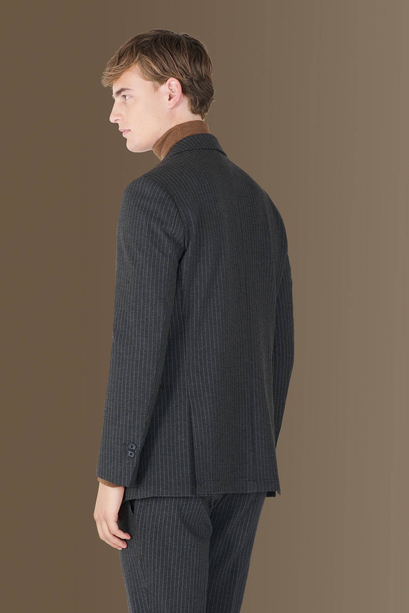 Single-breasted pinstripe jersey fabric suit image number 3