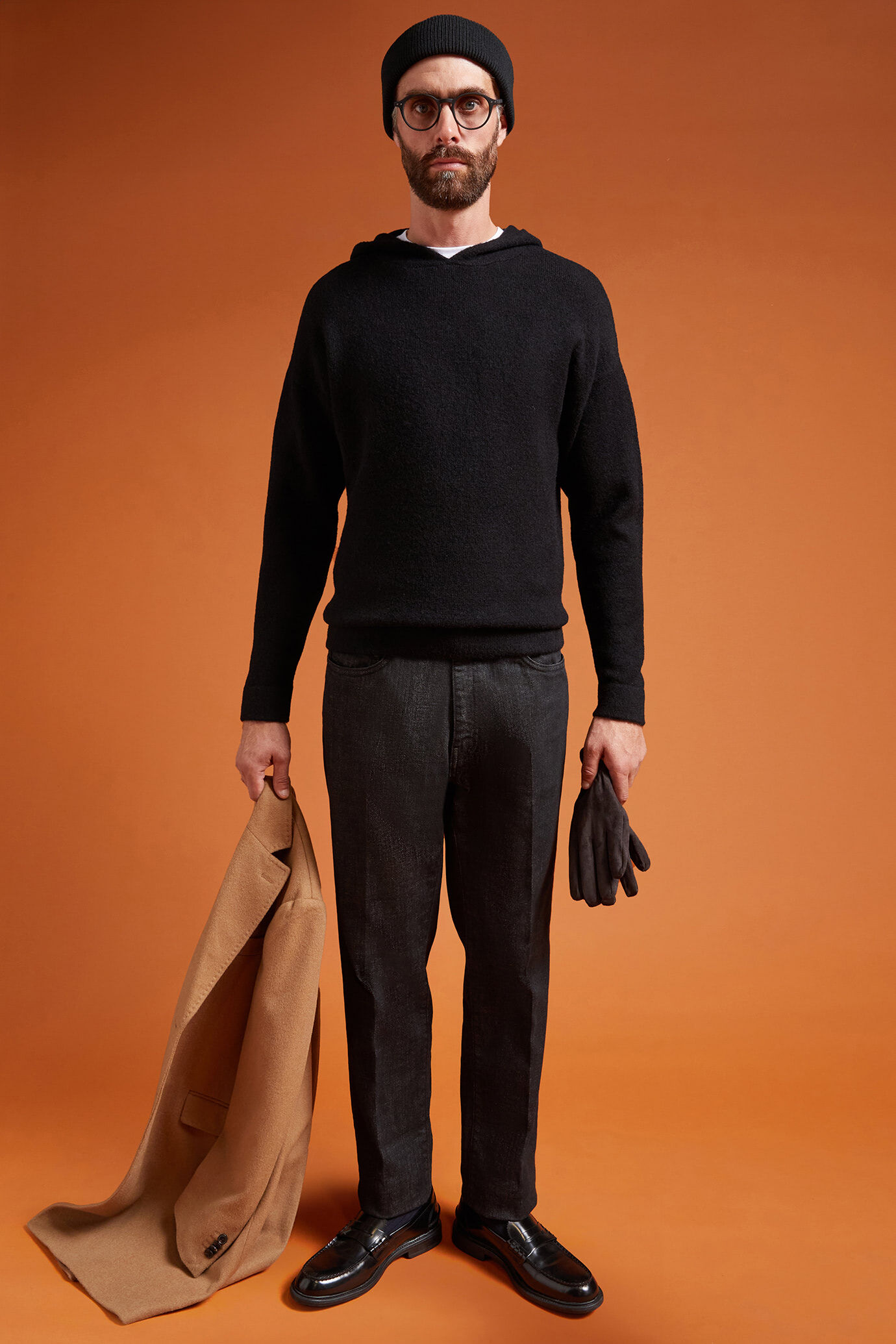 Men's regular fit hoodie in a wool blend image number 1