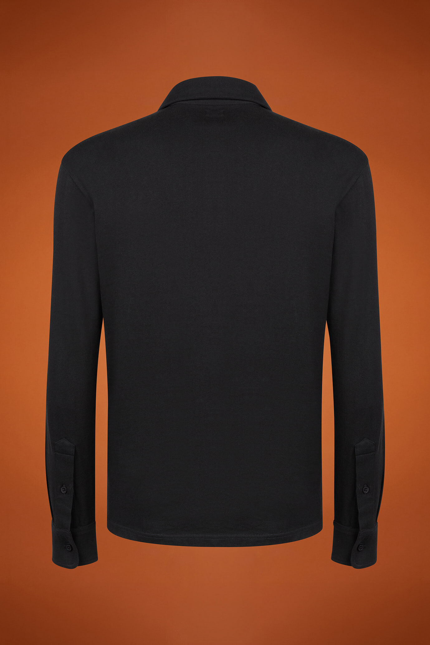 Men's long-sleeved 100% cotton polo shirt with a classic collar in a regular fit image number 5