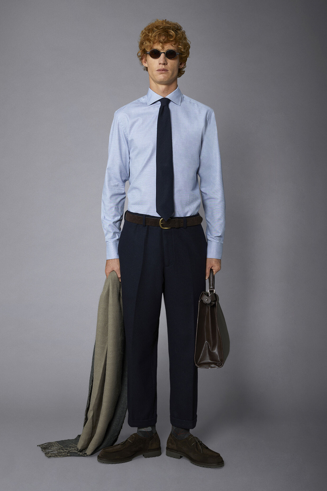 Chemise classique &agrave; col fran&ccedil;ais, coupe r&eacute;guli&egrave;re, tissu blind&eacute; image number 0