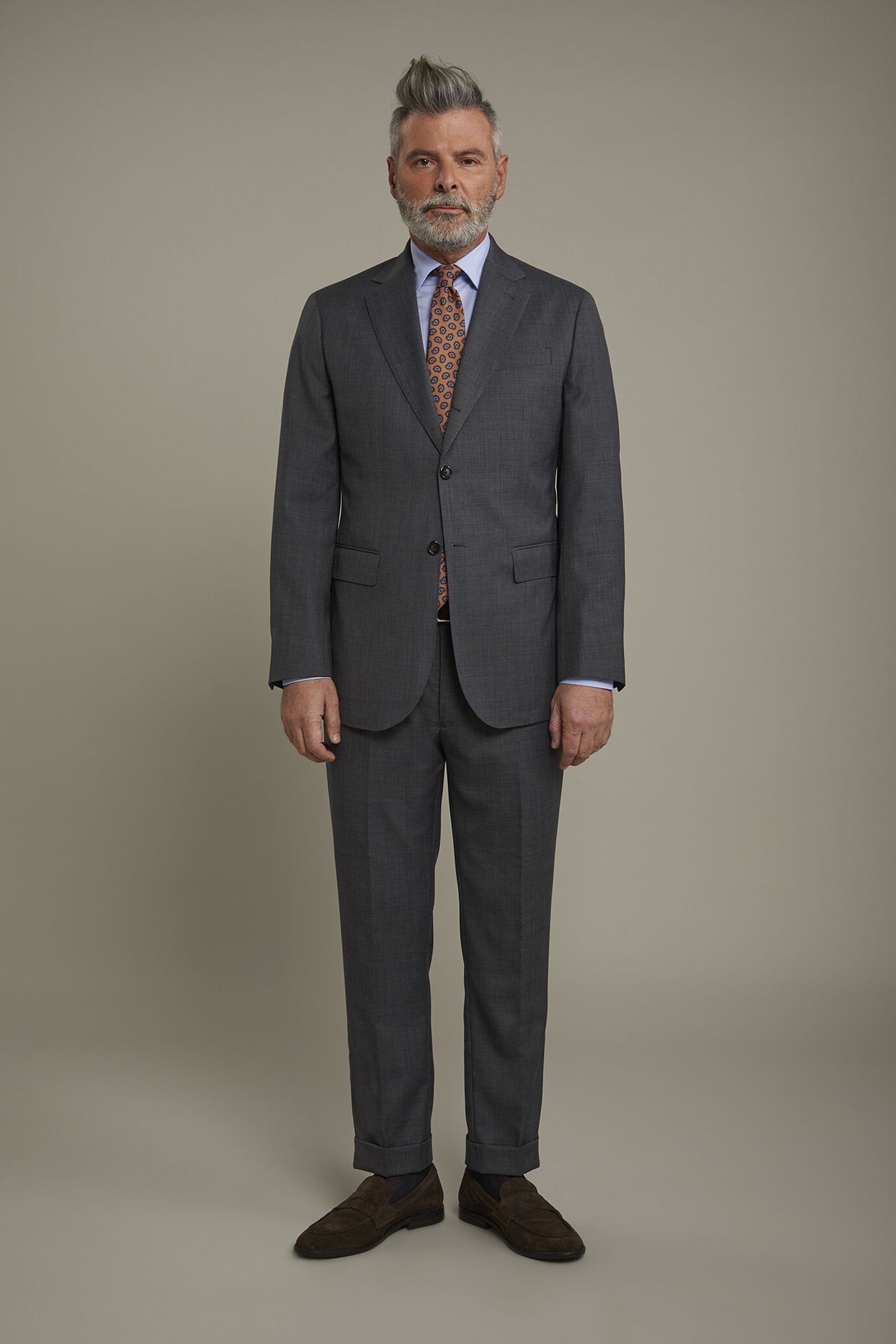 Abito uomo Wool Blend monopetto tessuto grisaglia regular fit image number 2