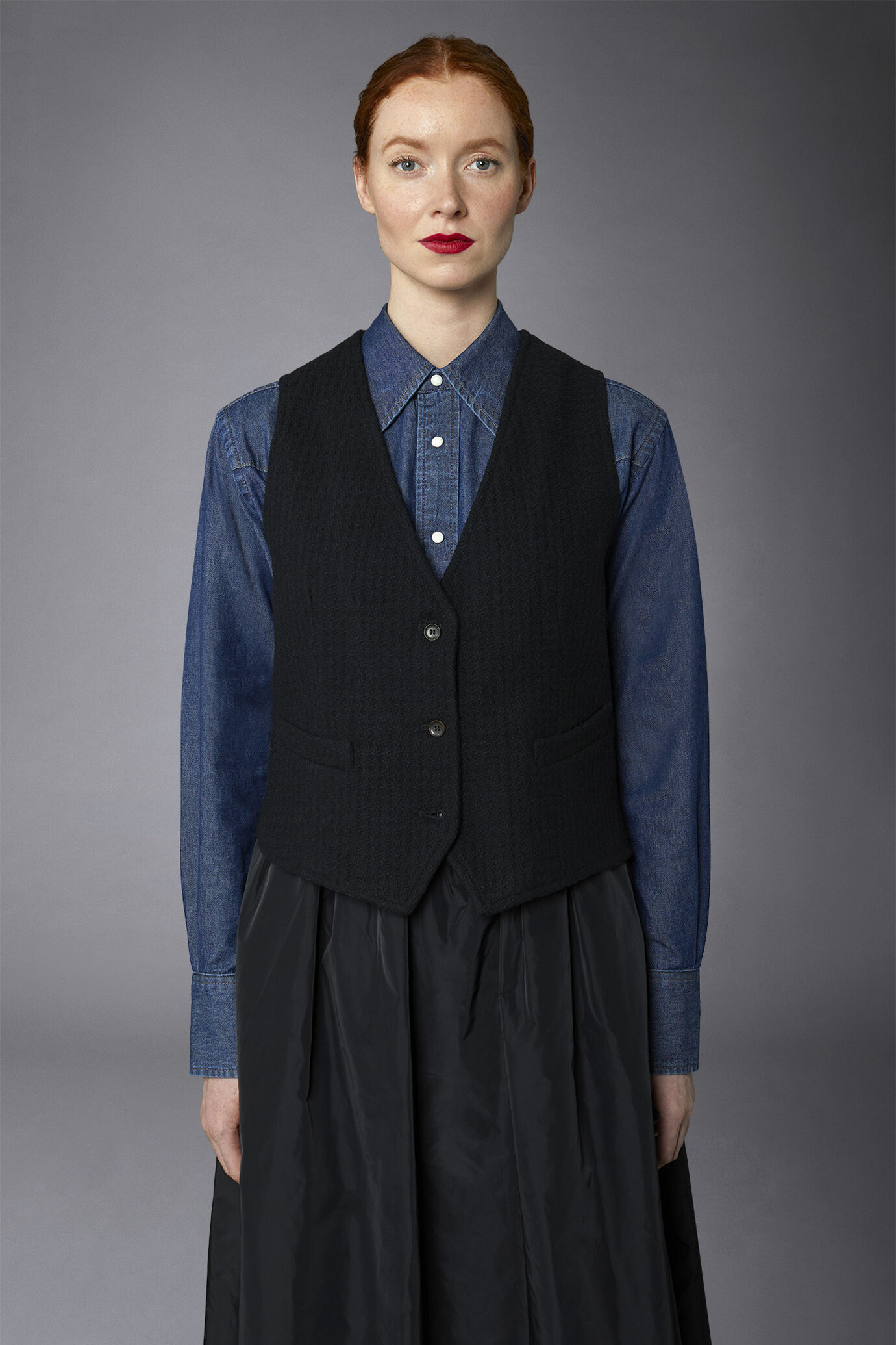 Gilet donna monopetto misto lana image number 2