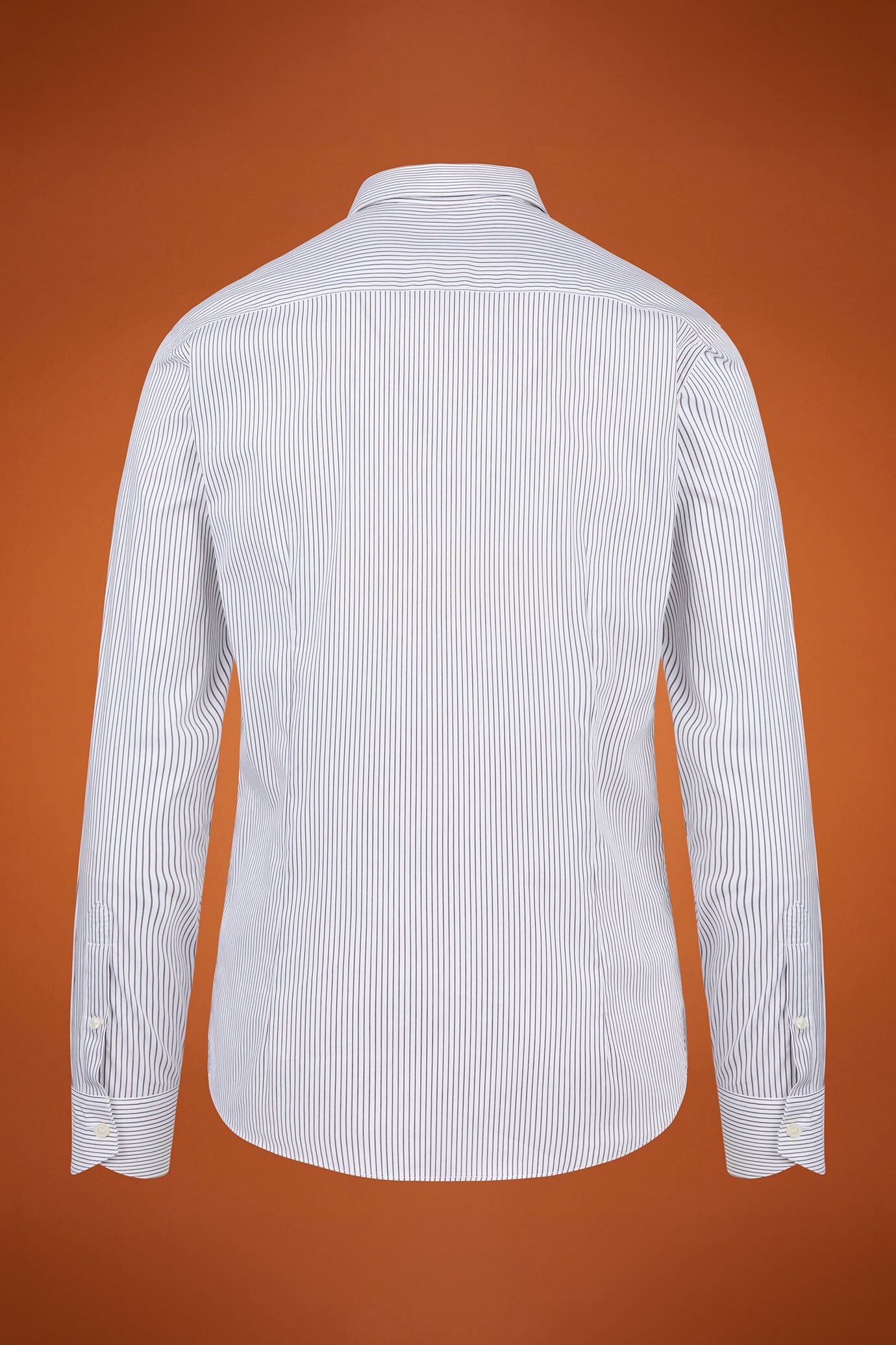 Men's regular fit classic shirt in yarn-dyed technical fabric with a classic collar image number 5
