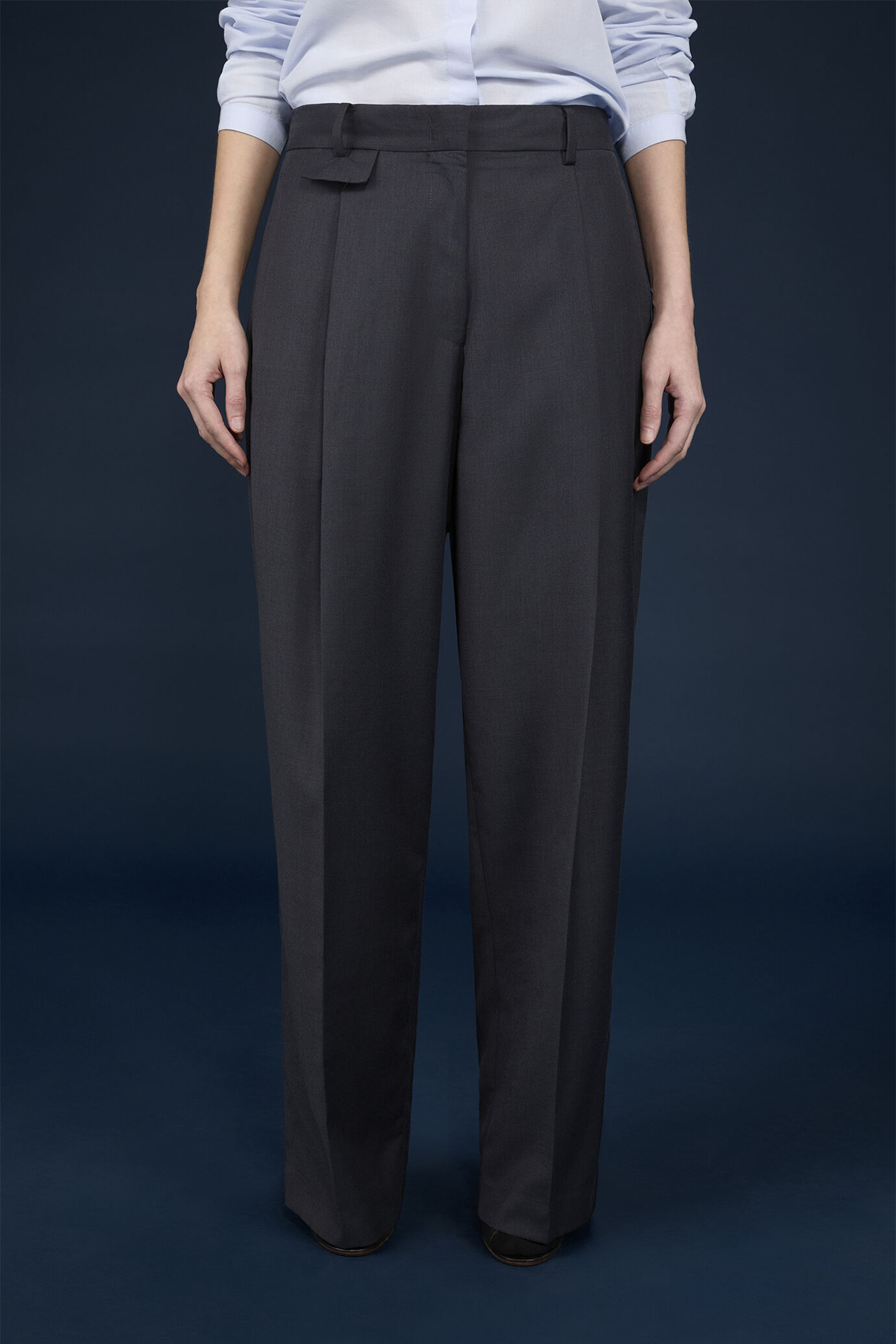 Pantalone classico donna con gamba larga regular fit