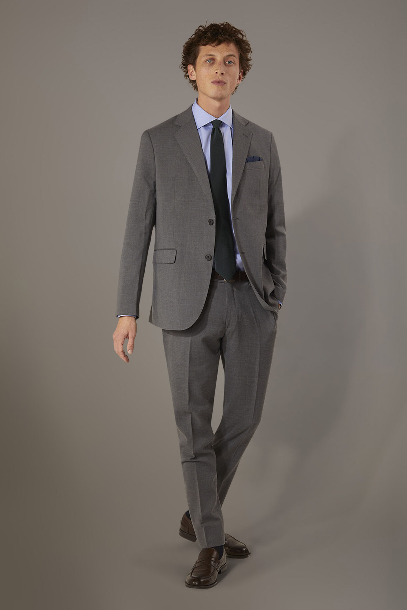 Abito monopetto regular fit tessuto grisaglia image number 0