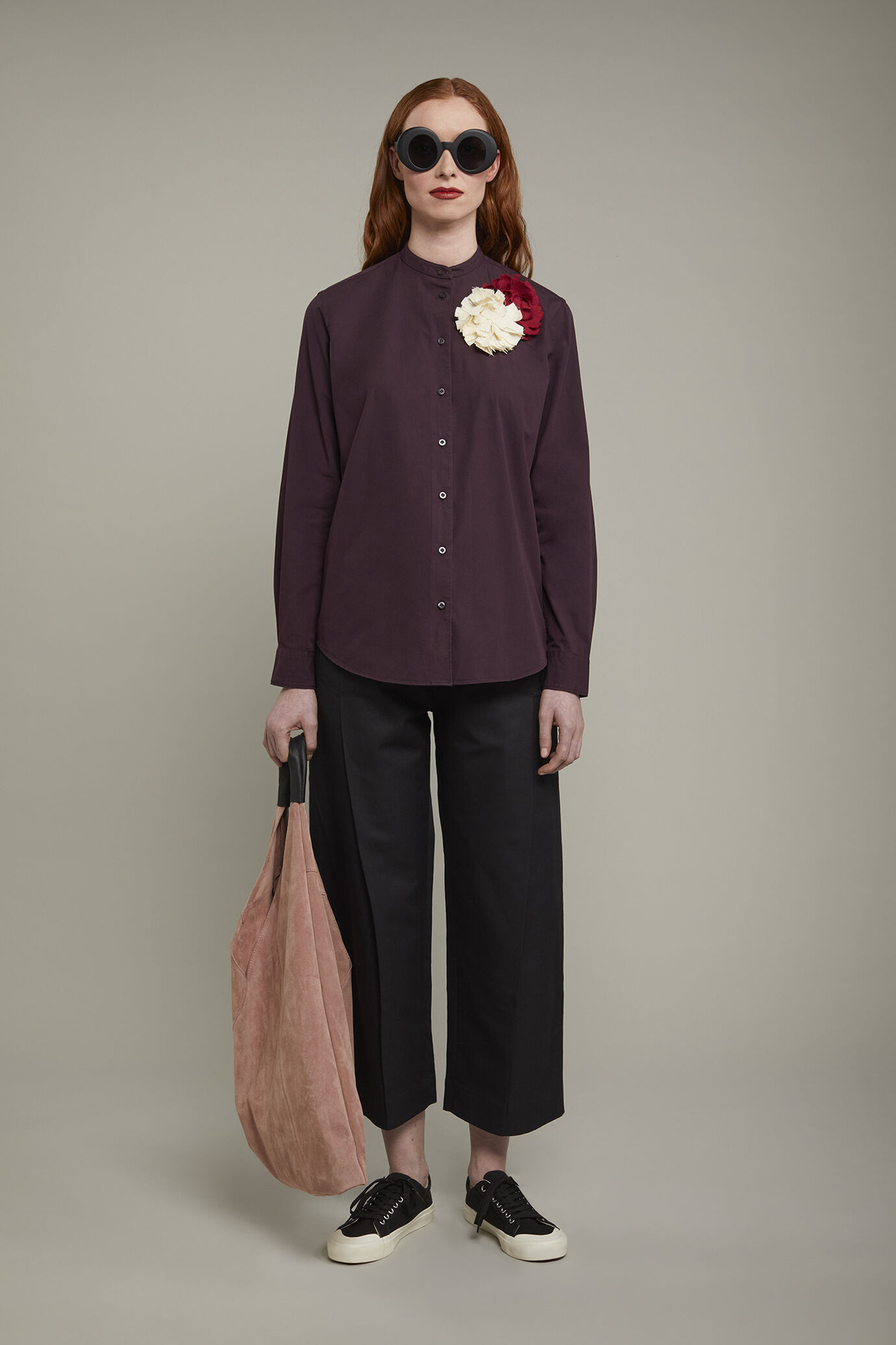 Chemise femme à col mao en 100 % coton image number 0