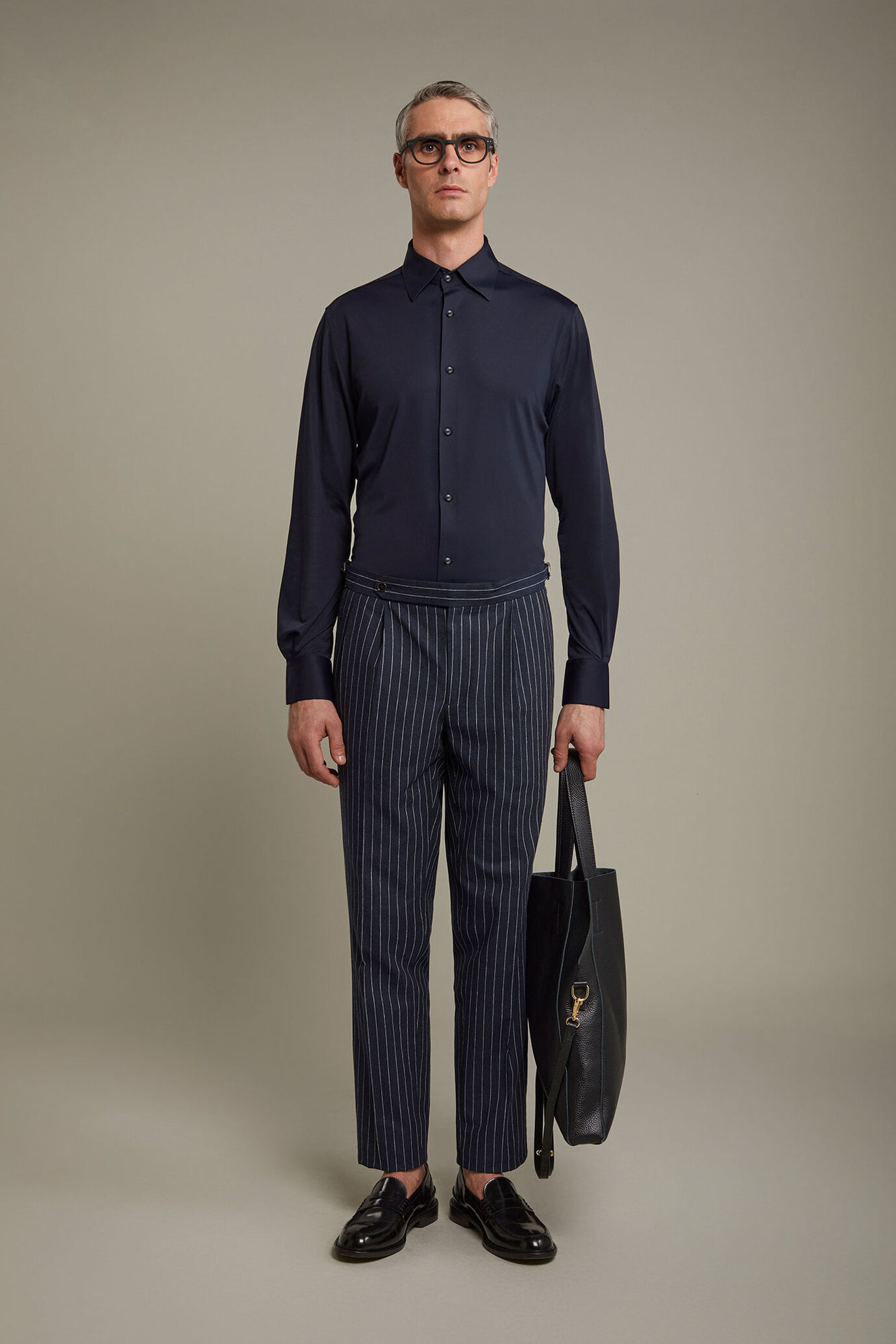 Polo camicia uomo a manica lunga con collo classico 100% cotone piquet regular fit image number 0