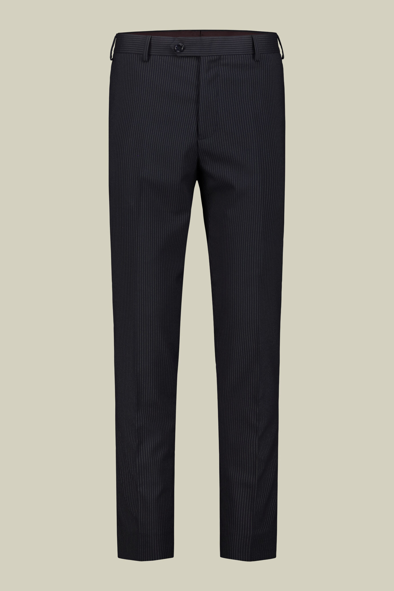 Abito uomo monopetto con pantalone senza pinces tessuto dal disegno gessato image number 6
