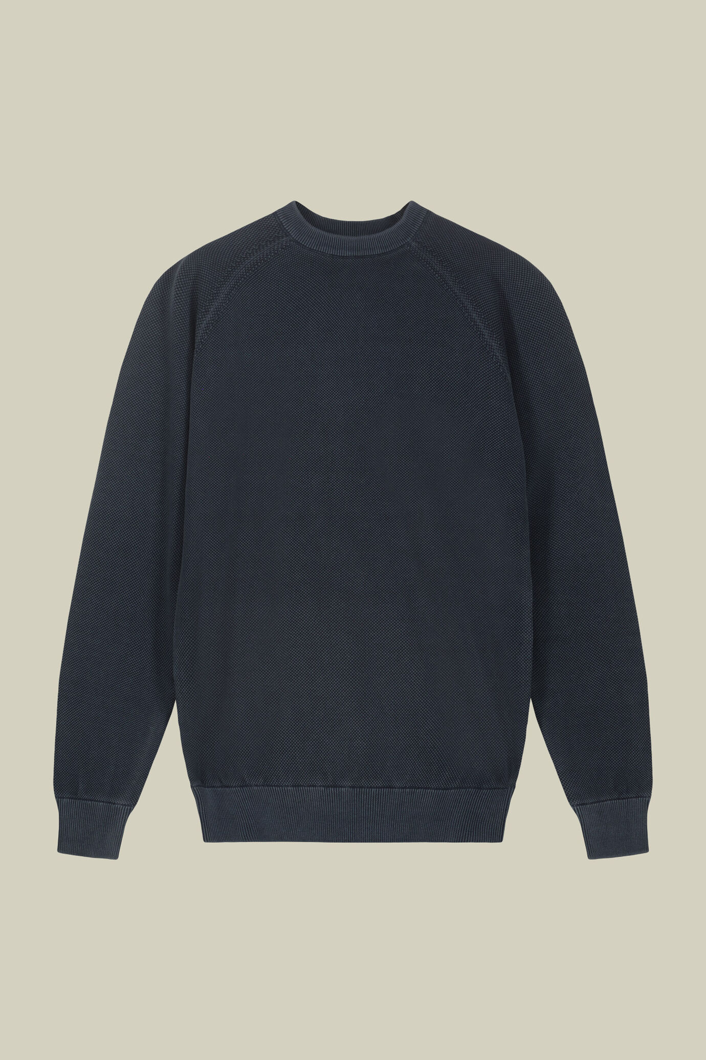 Men's 100% cotton crew neck jumper with raised weave image number 4