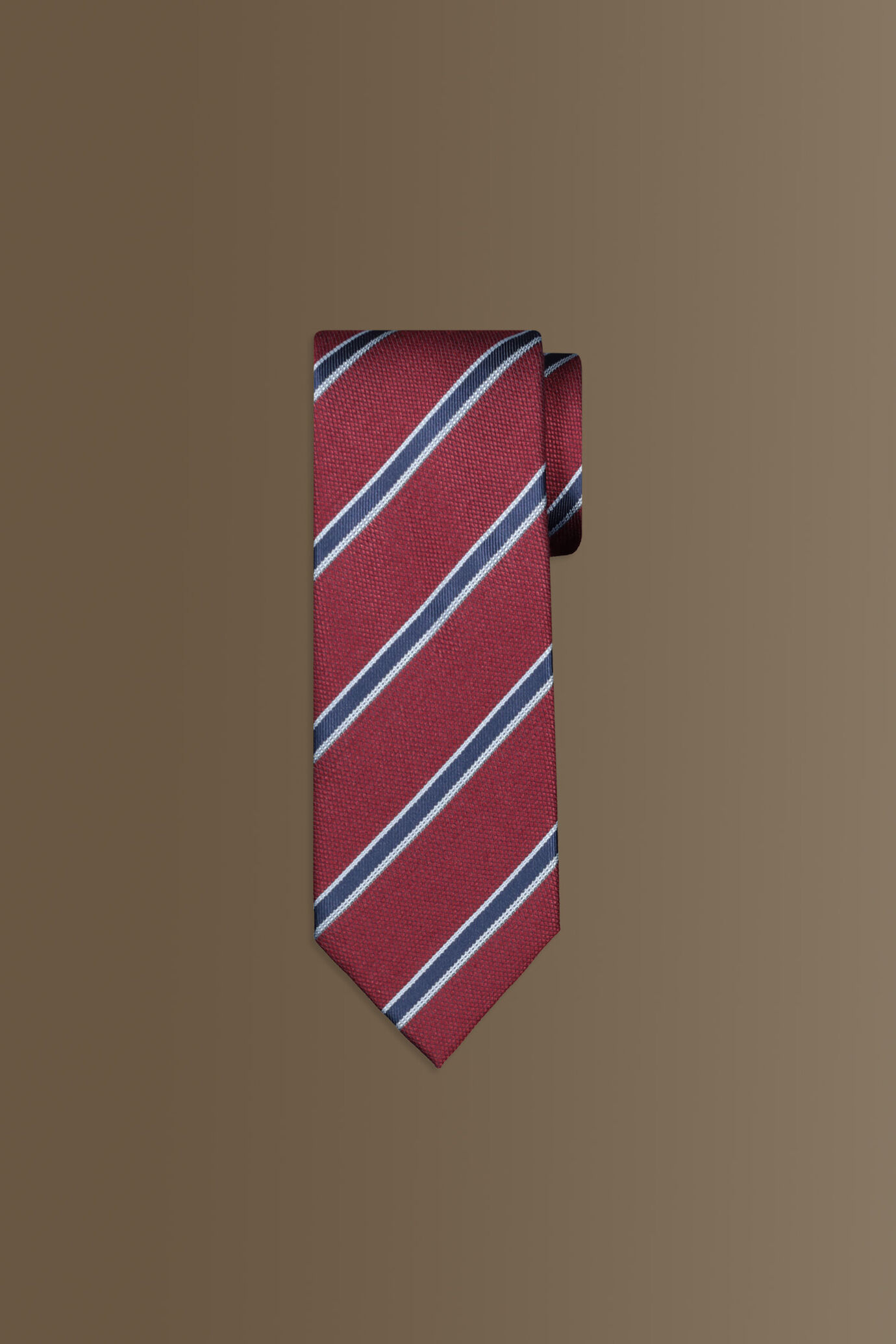 Cravatta uomo bordeaux regimental in misto bamboo image number 0