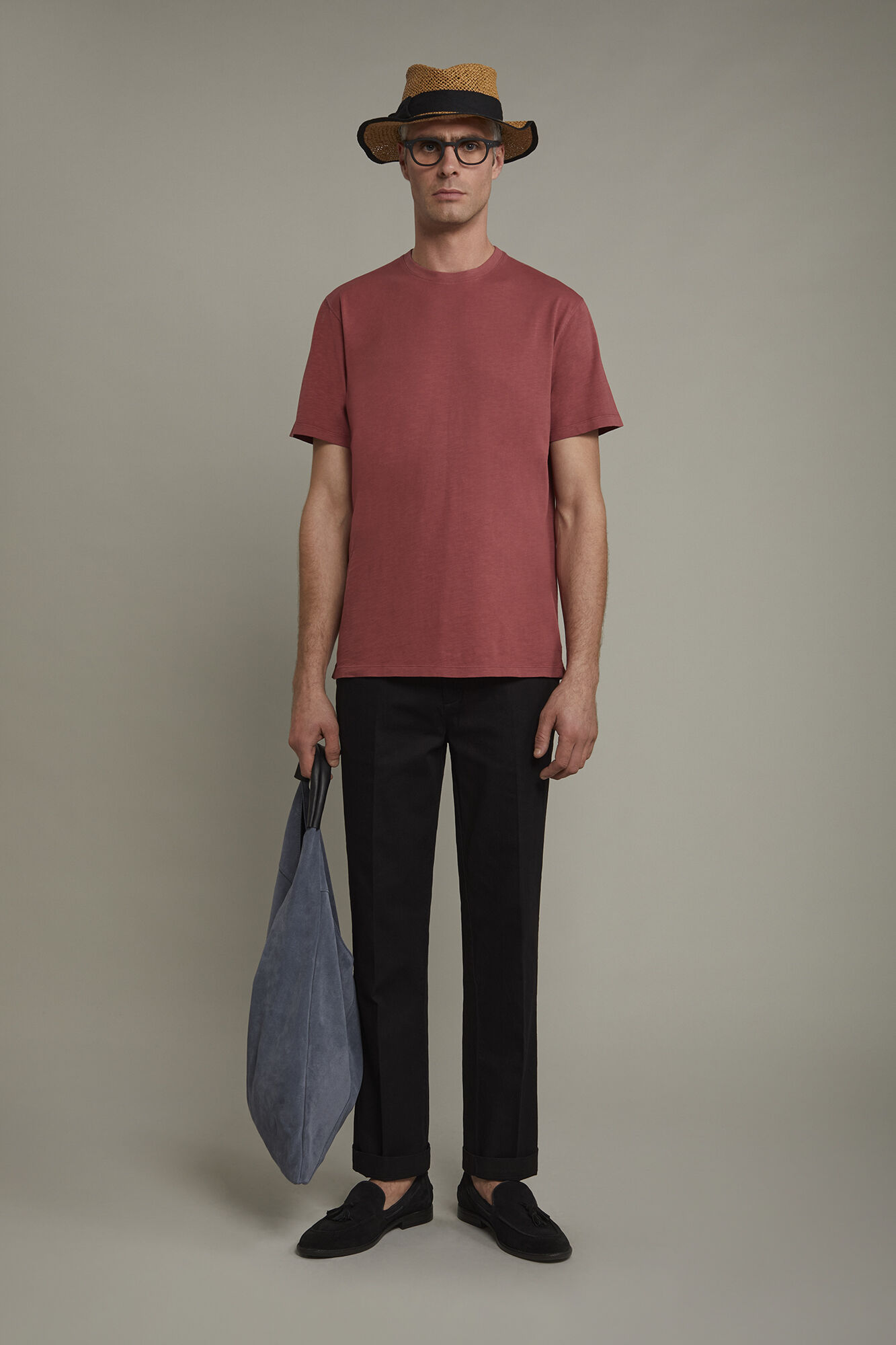 T-shirt uomo girocollo 100% cotone effetto fiammato regular fit