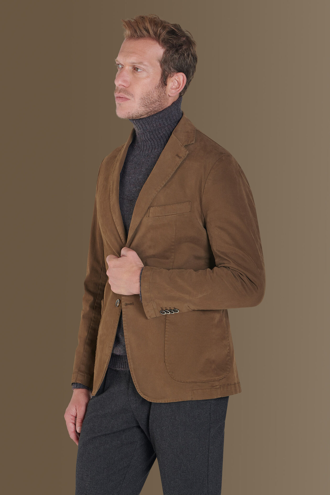 Single breasted jacket garment dyed. image number 3