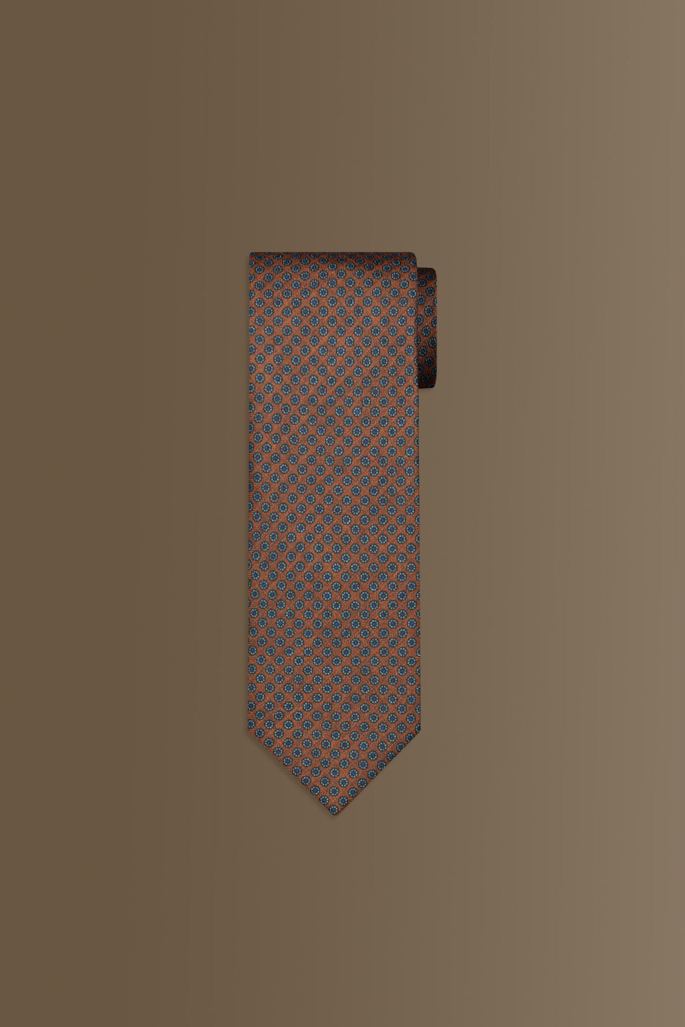 Cravatta uomo brown fantasia con tessuto effetto lana image number 0