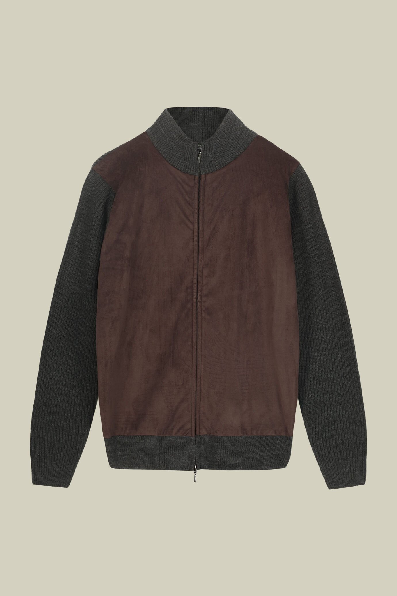 Herrenjacke aus Wollmischstrick mit Rippbündchen reguläre Passform image number 4