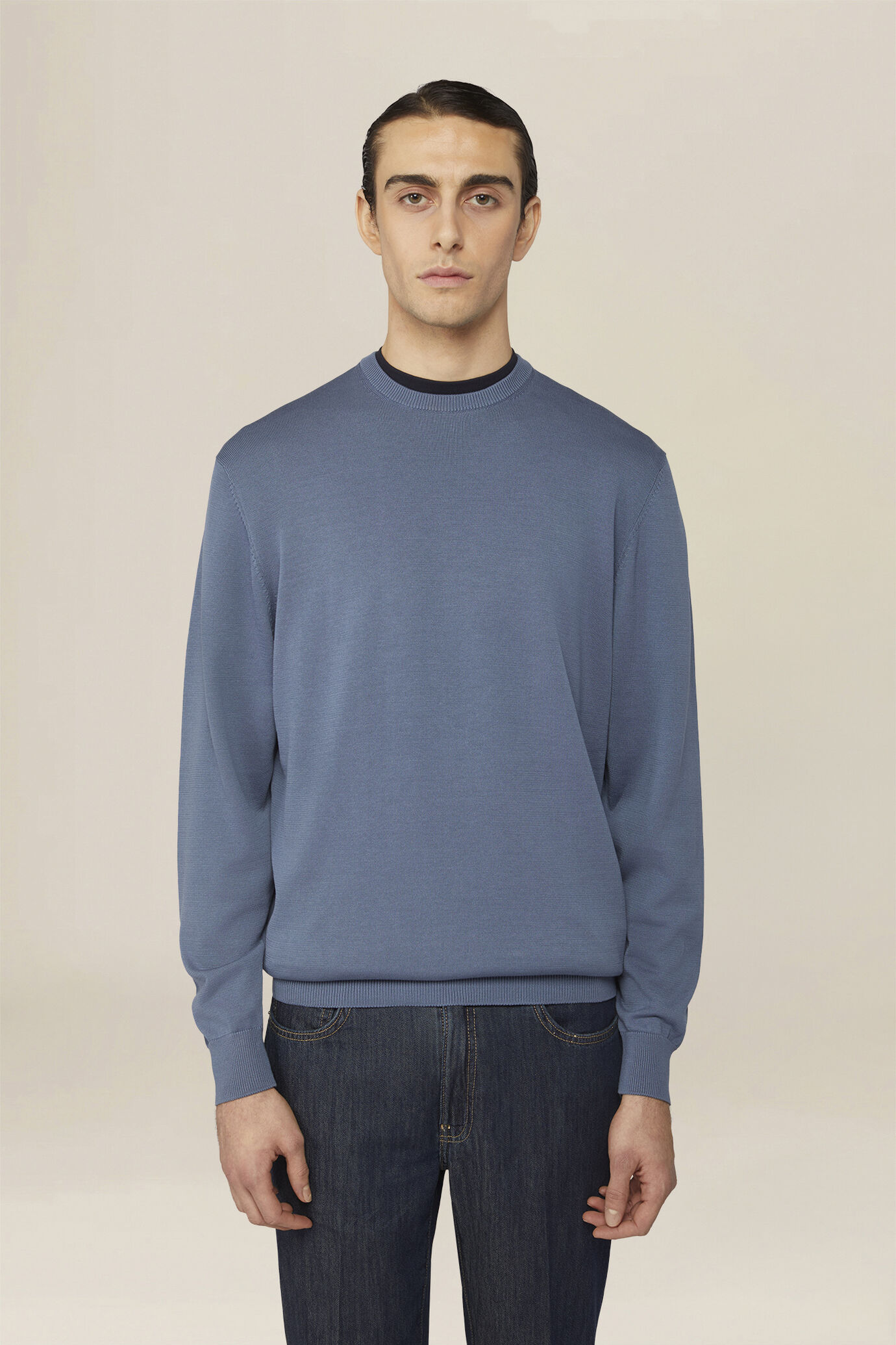 Men's crew neck jumper in 100% cotton