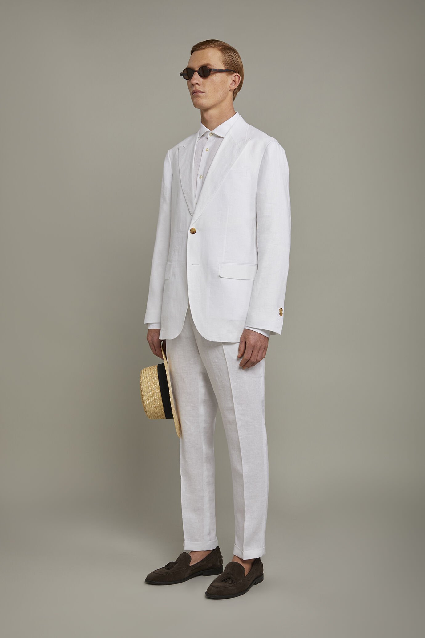 Abito uomo monopetto 100% lino regular fit image number 1