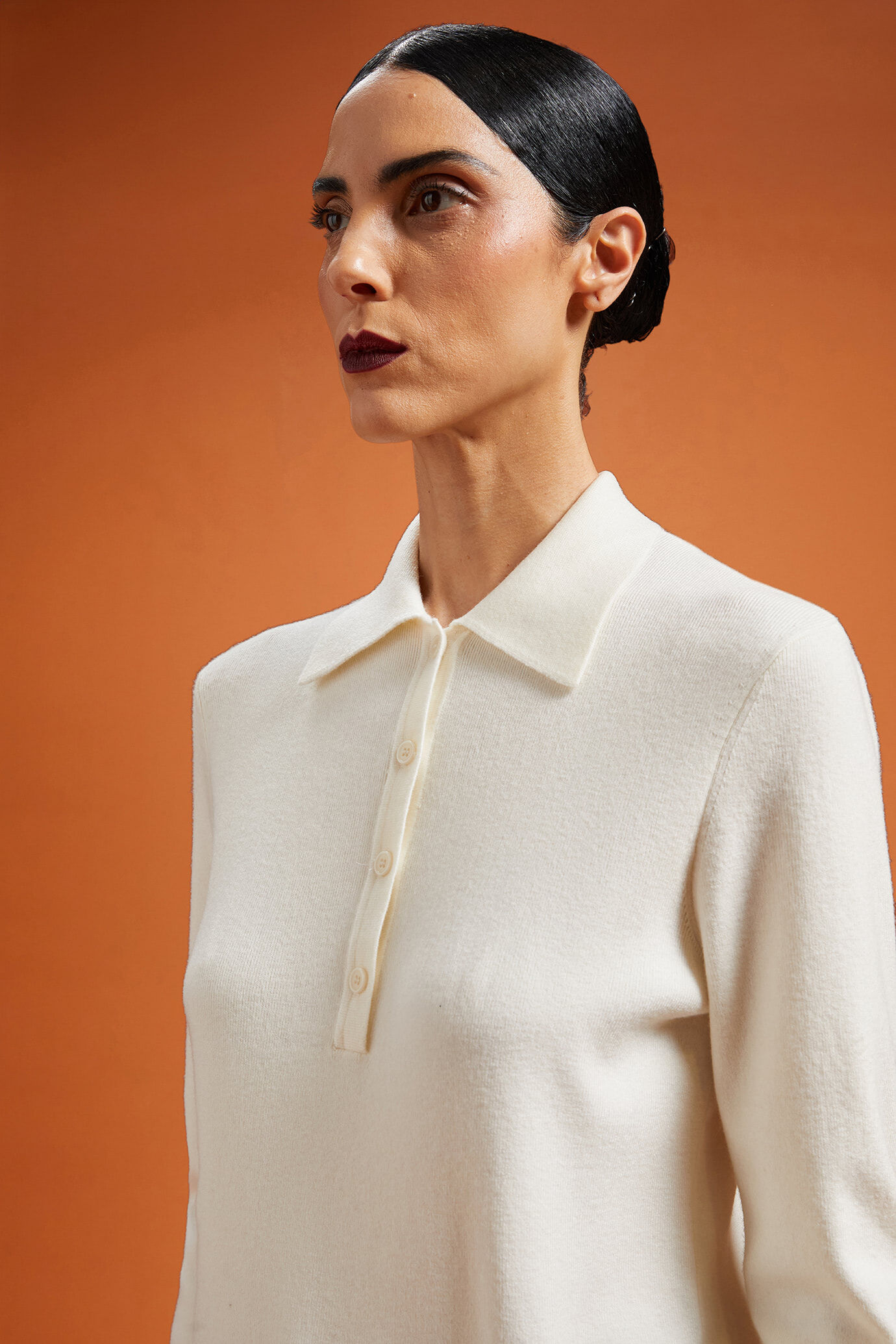 Polo pour femme, manches longues, coupe classique image number 4