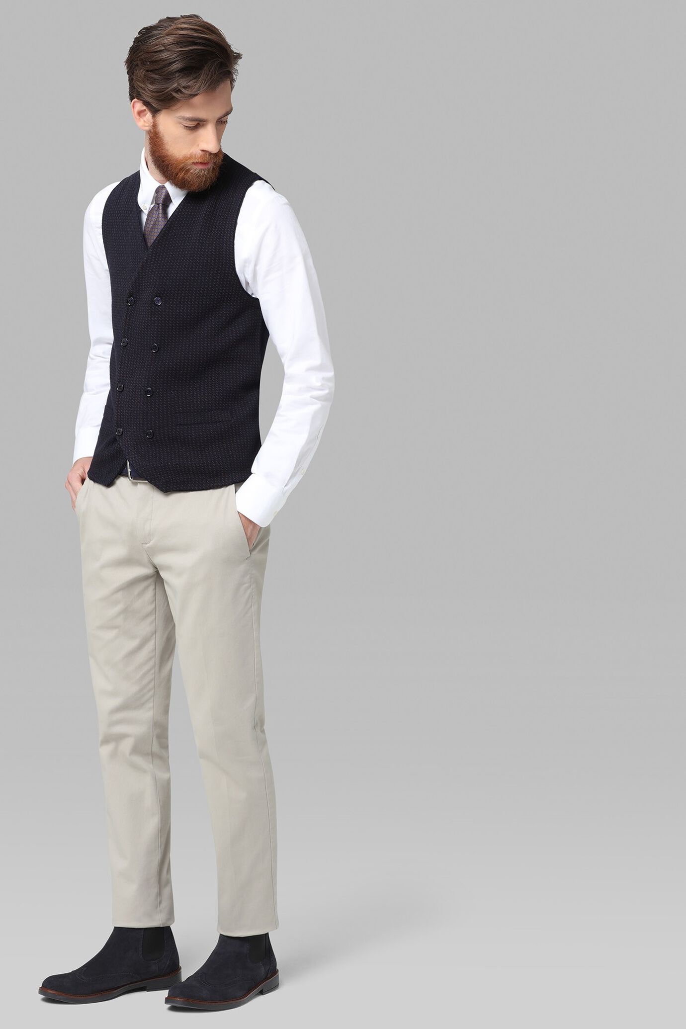 Pantalone chino uomo in twill elastico image number 0